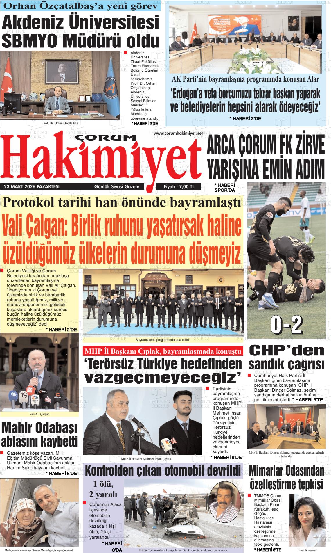 Corum Hakimiyet 23.03.2026