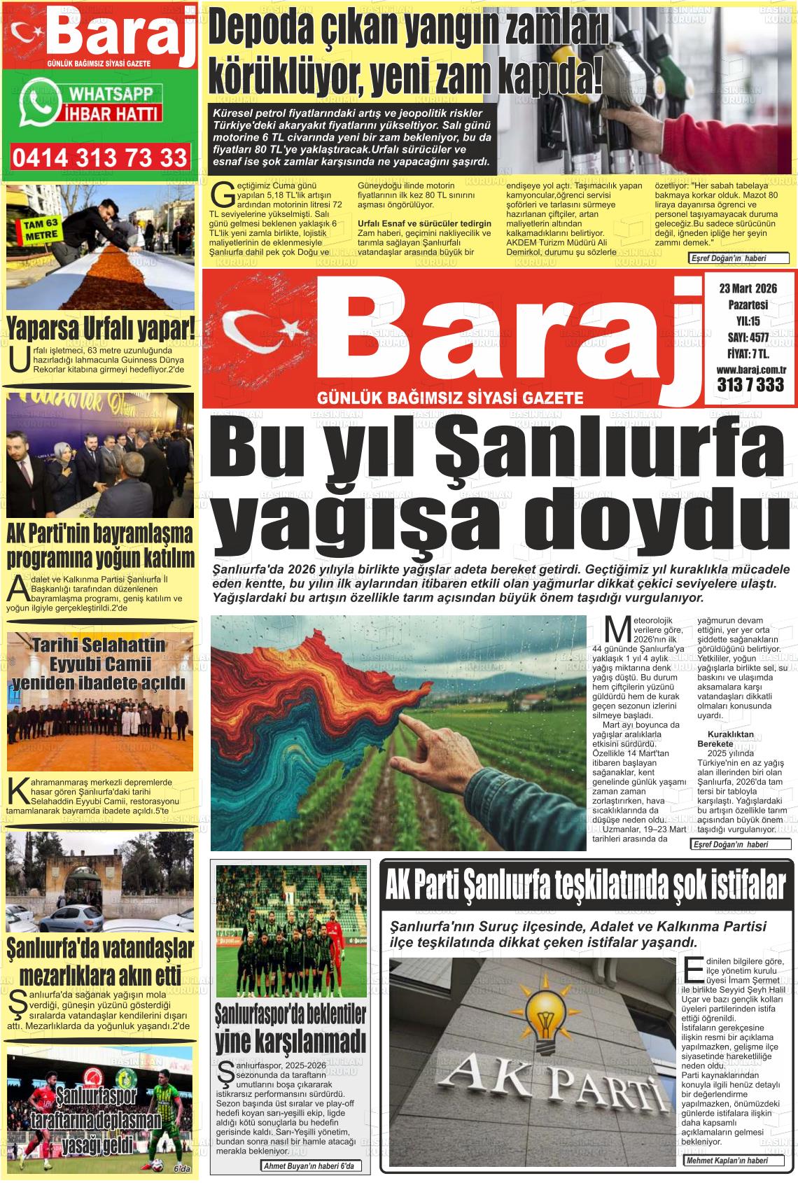 Sanliurfa Dundenbugunesafak 23.03.2026