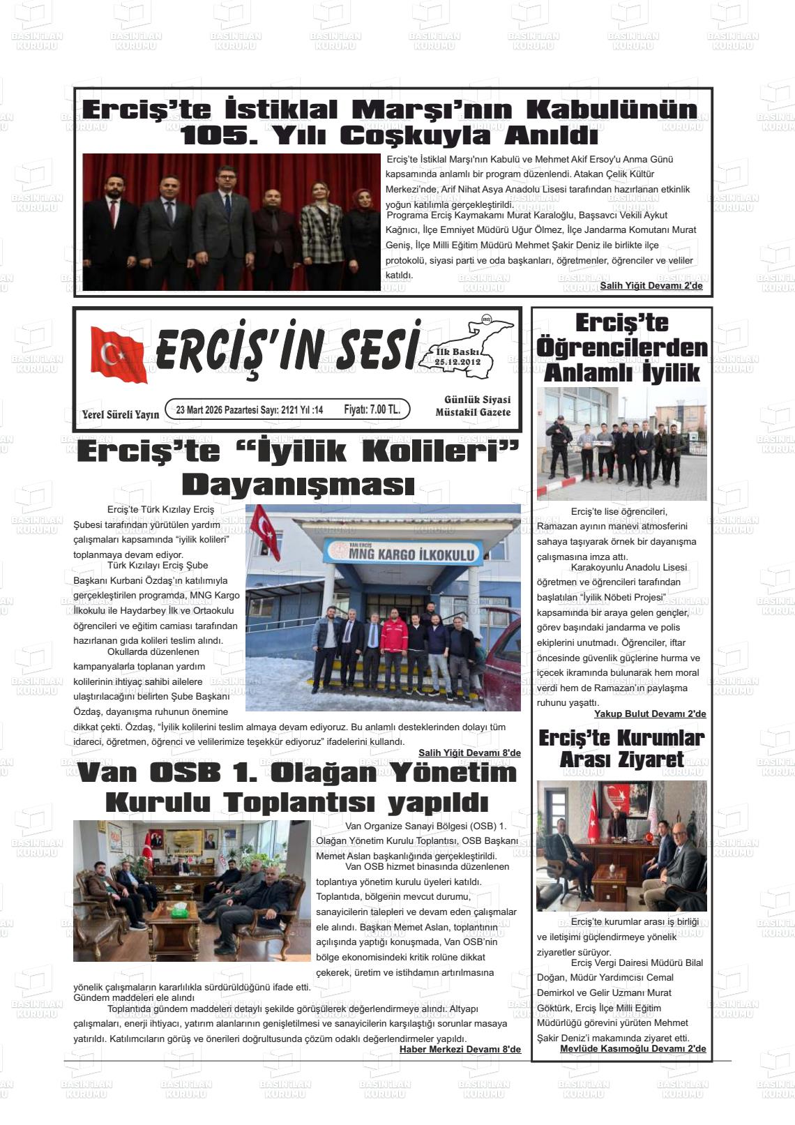 Van Ercisinsesi 23.03.2026
