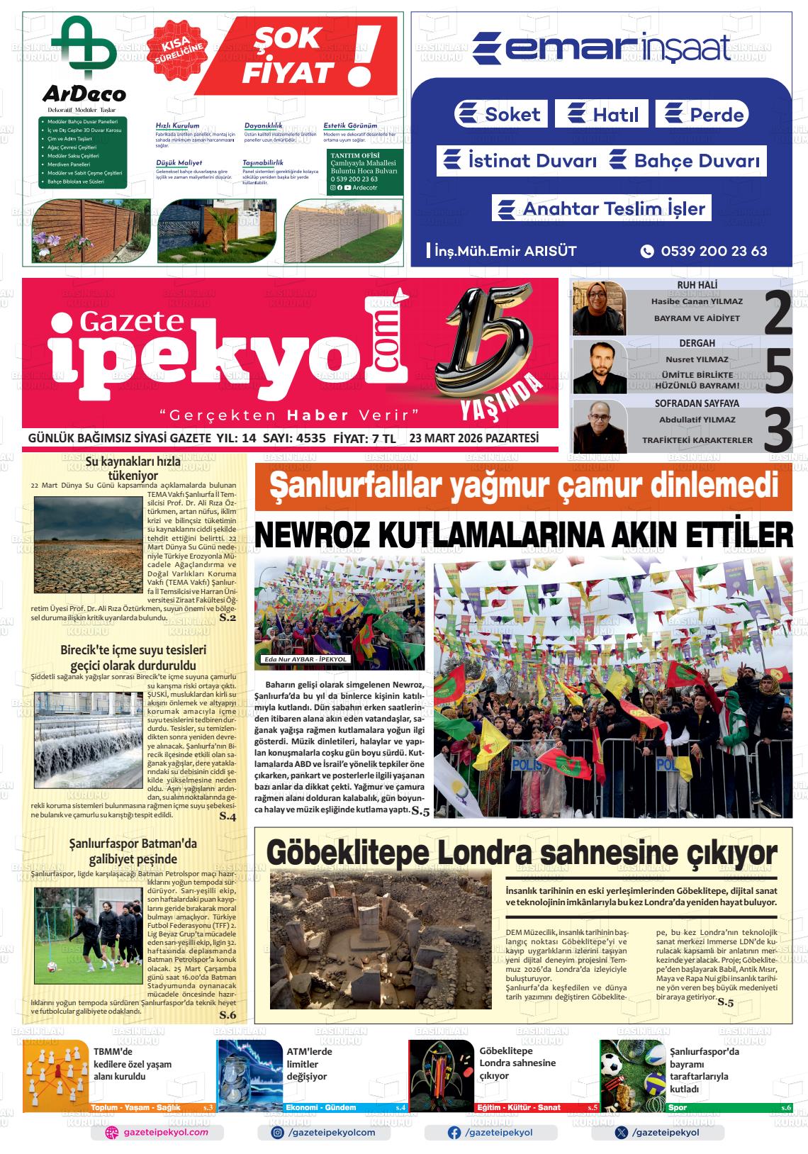 Sanliurfa Gazeteipekyol 23.03.2026