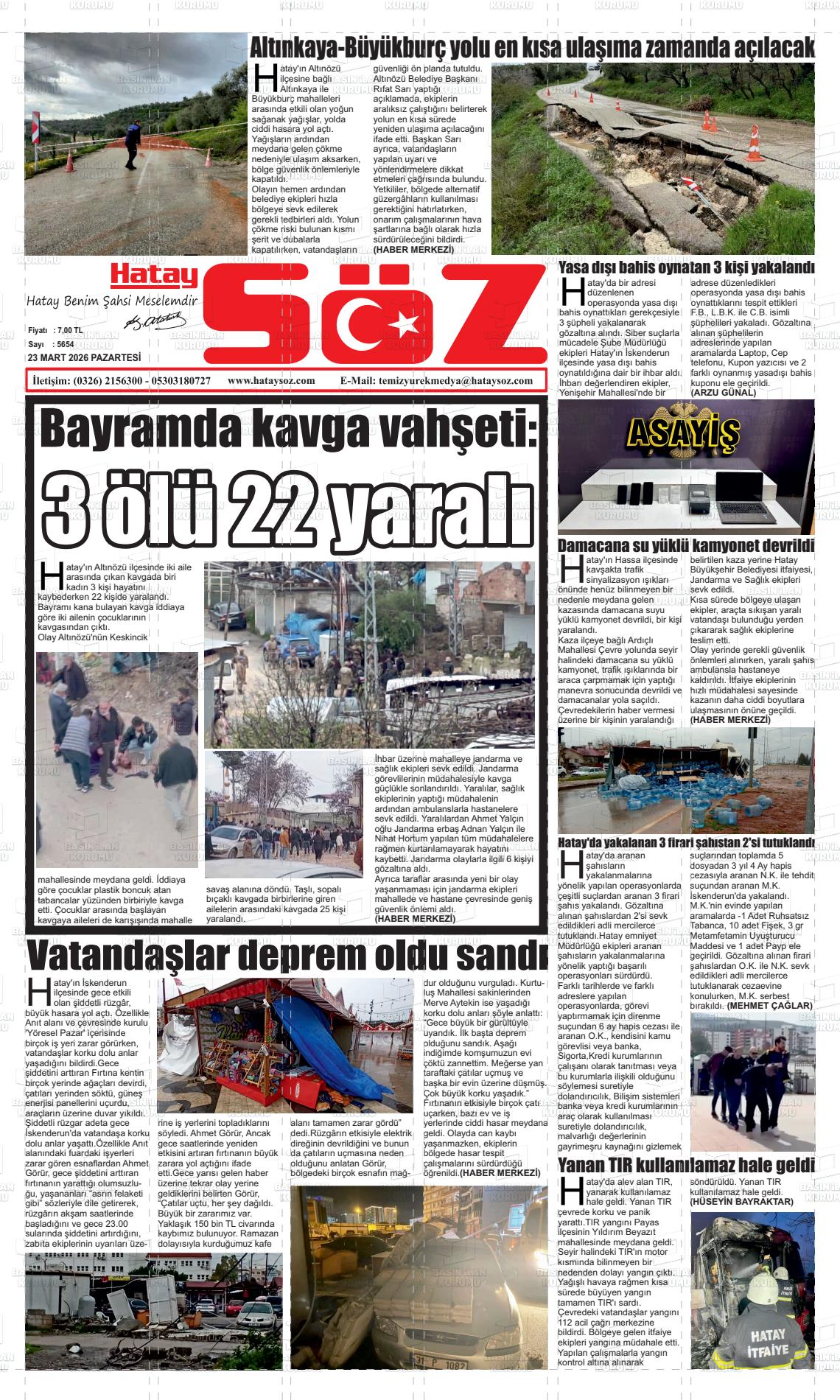 Hatay Soz 23.03.2026