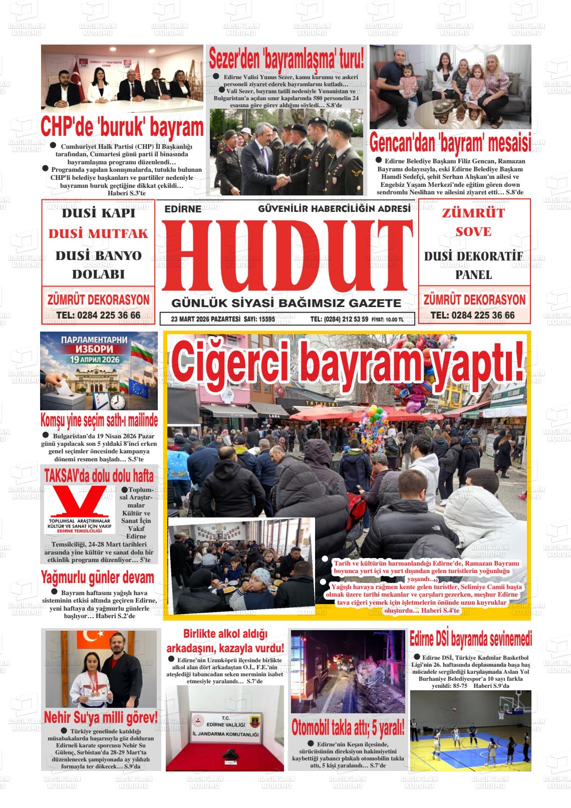 Edirne Hudut 23.03.2026