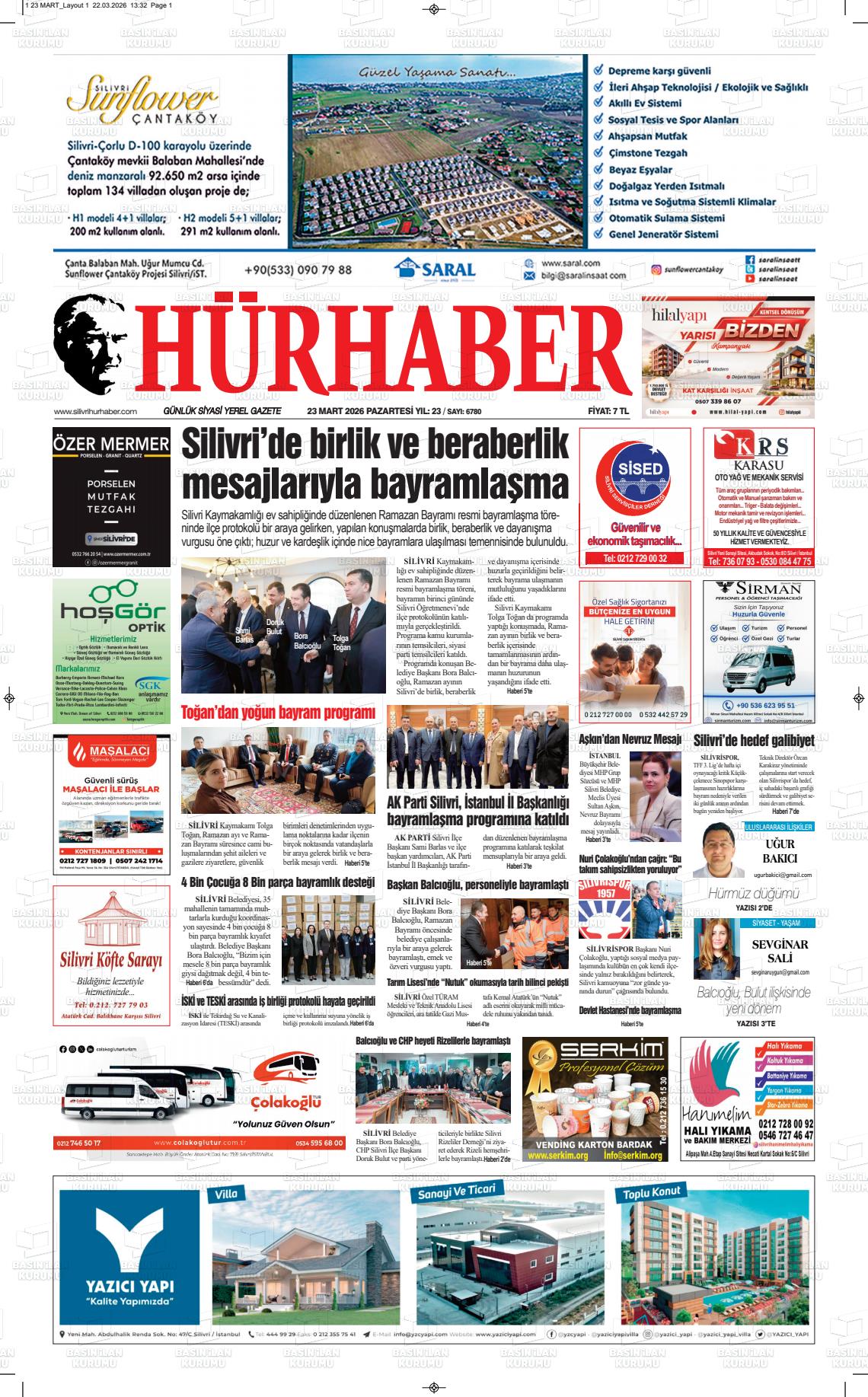 Hür Haber Gazetesi 23.03.2026