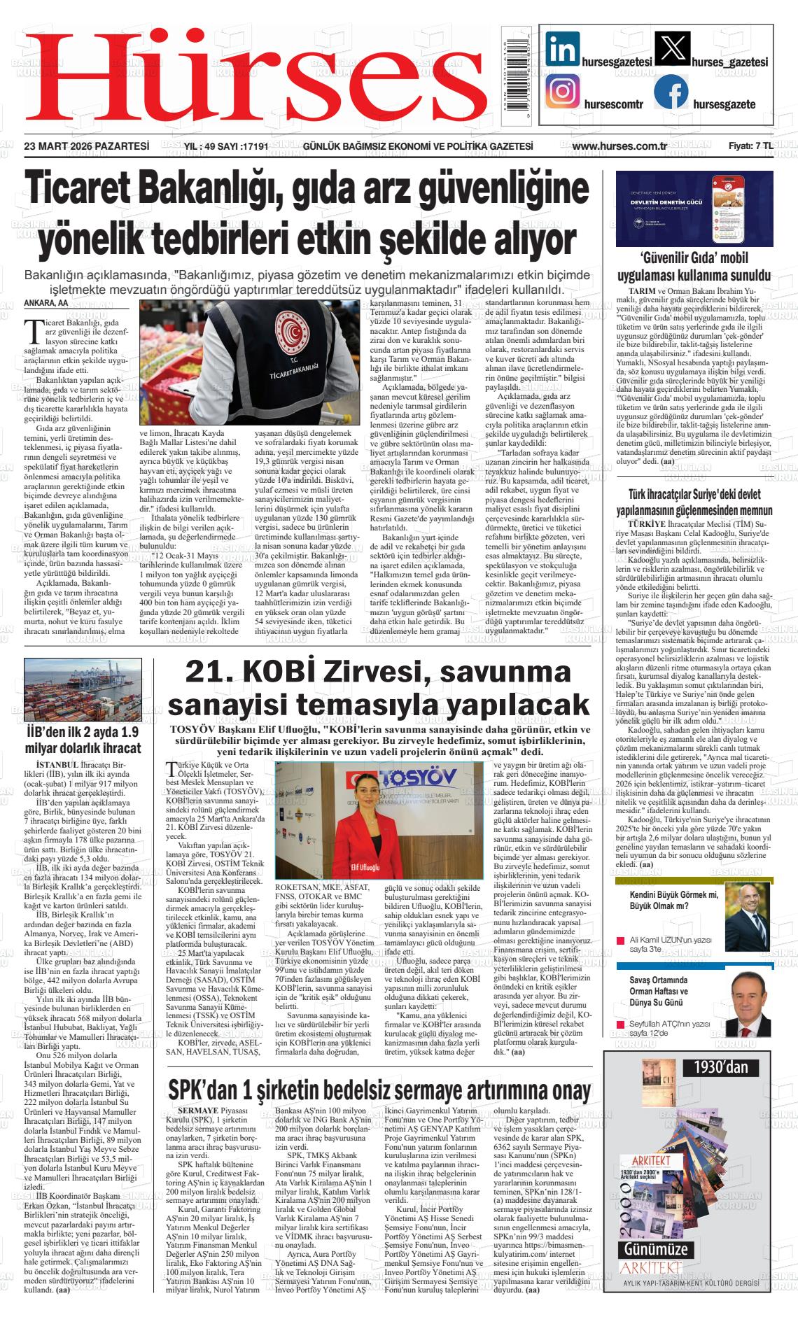 Hürses Gazetesi 23.03.2026