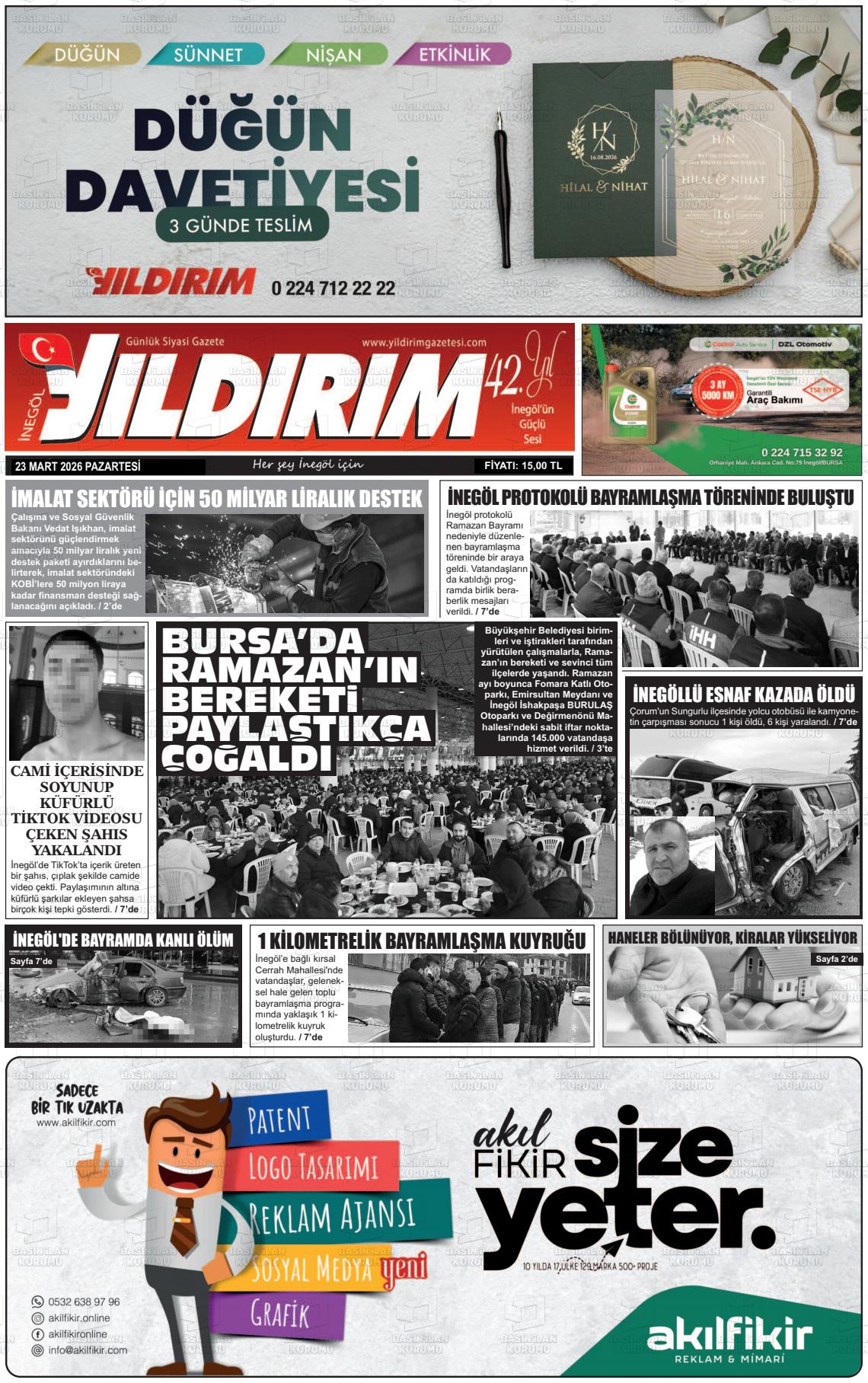Bursa Inegolyildirim 23.03.2026