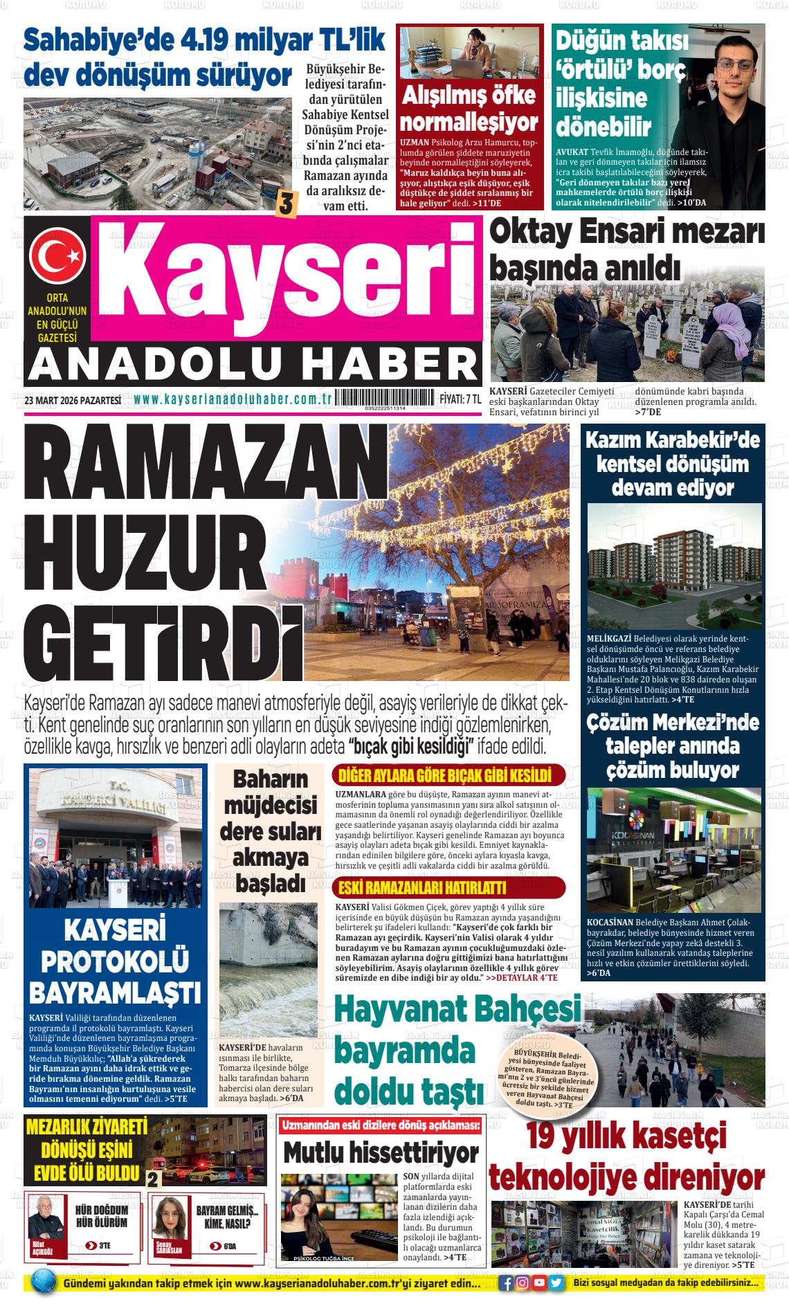 Kayseri Anadoluhaber 23.03.2026