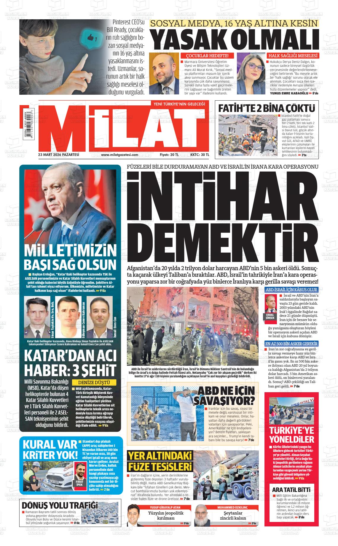 Milat Gazetesi 23.03.2026