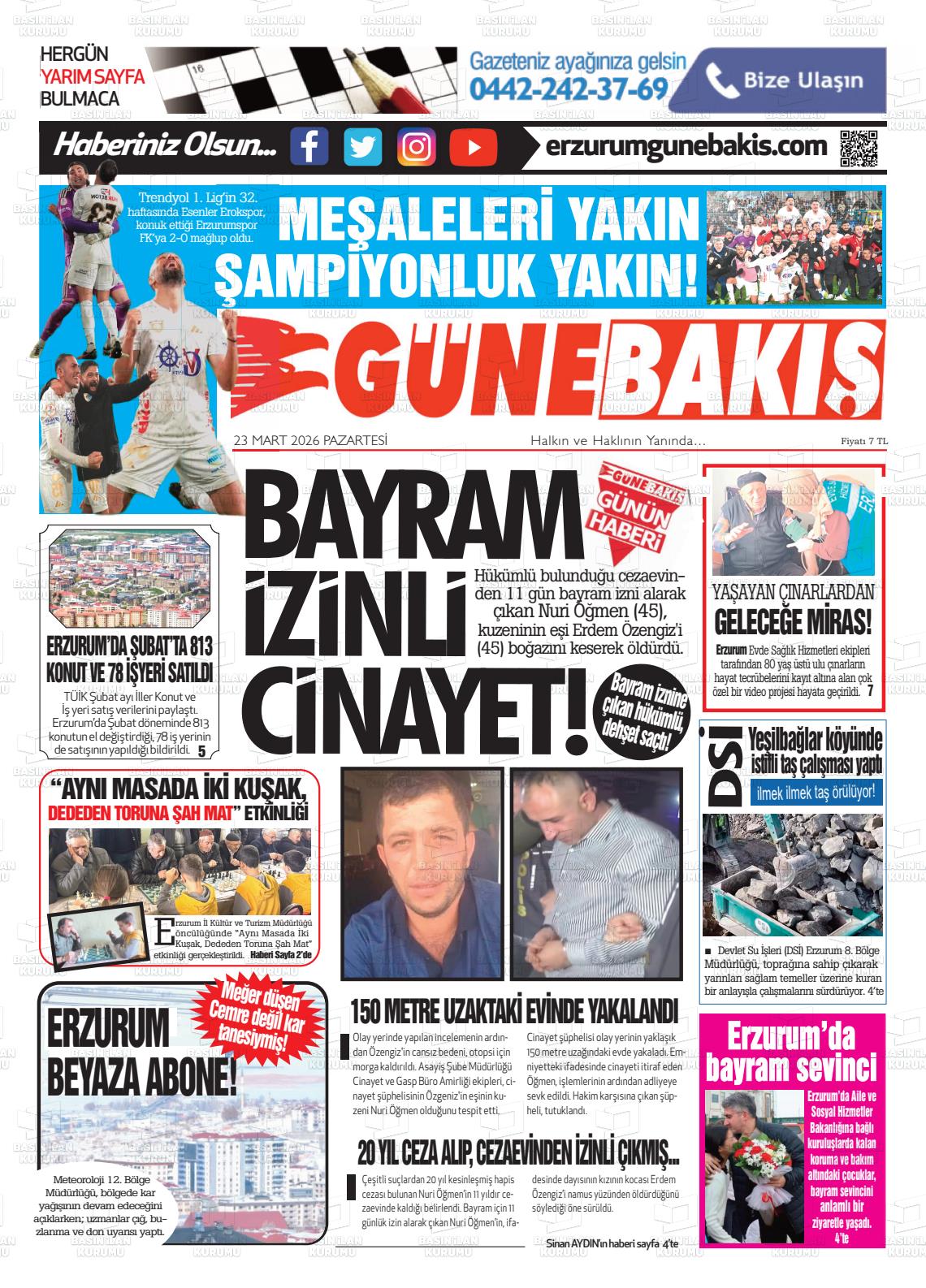 Erzurum Yenikusak 23.03.2026