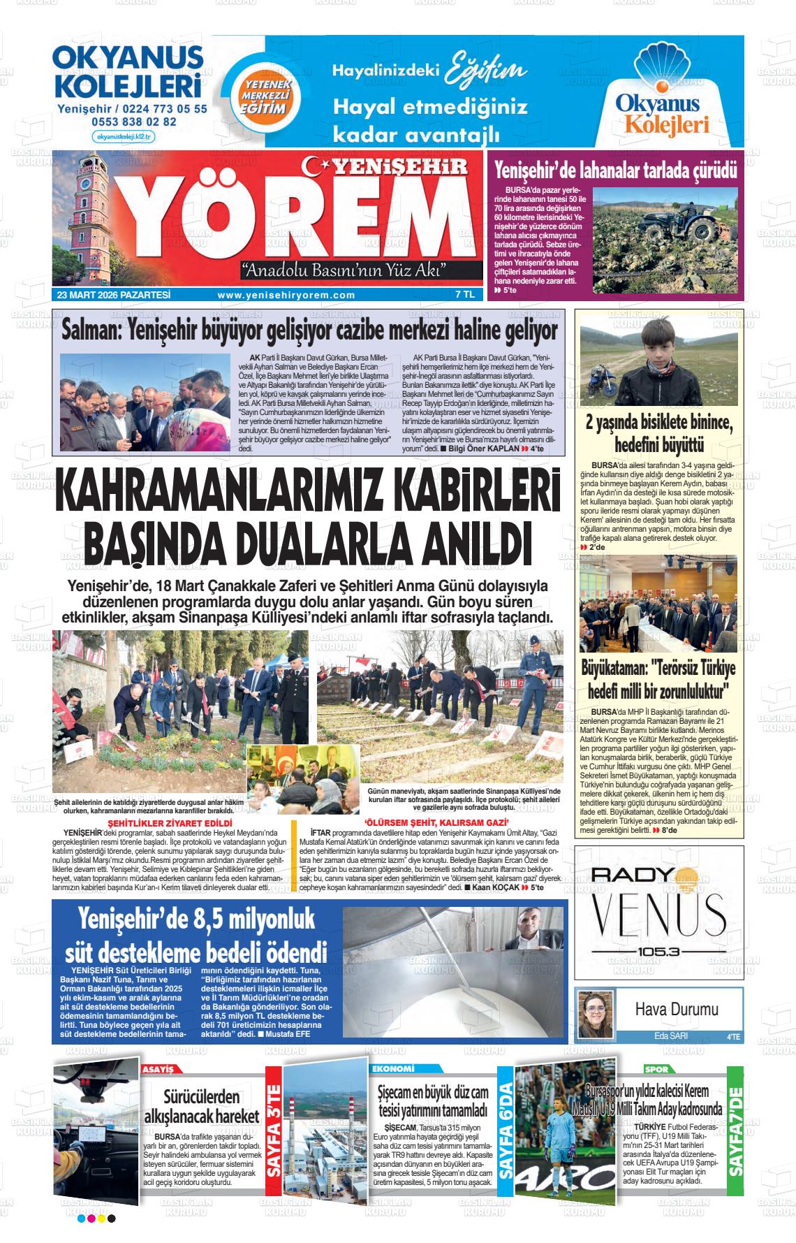 Bursa Yenisehiryorem 23.03.2026