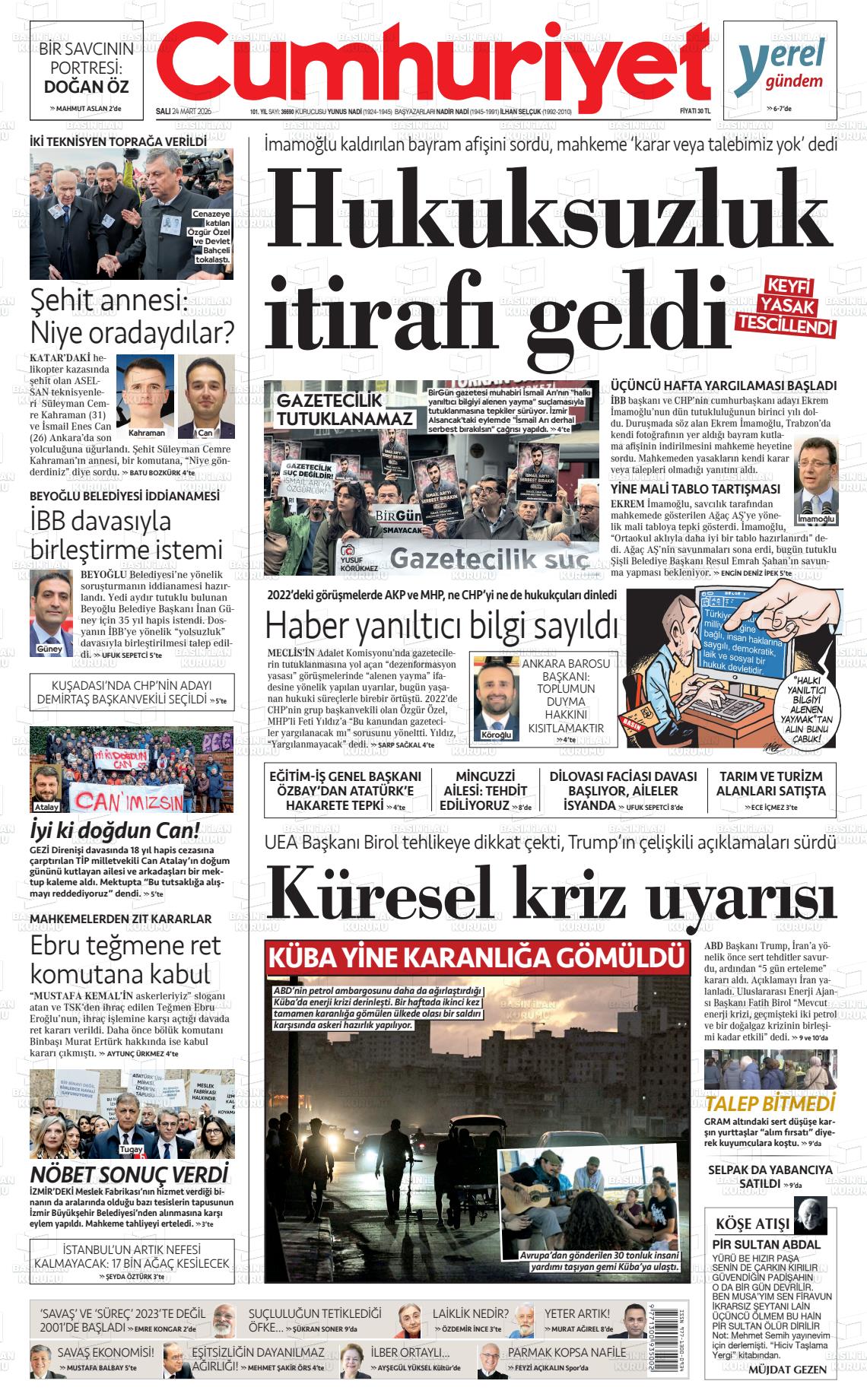 Cumhuriyet Gazetesi 24.03.2026