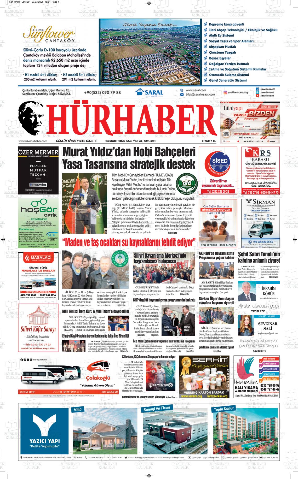 Hür Haber Gazetesi 24.03.2026