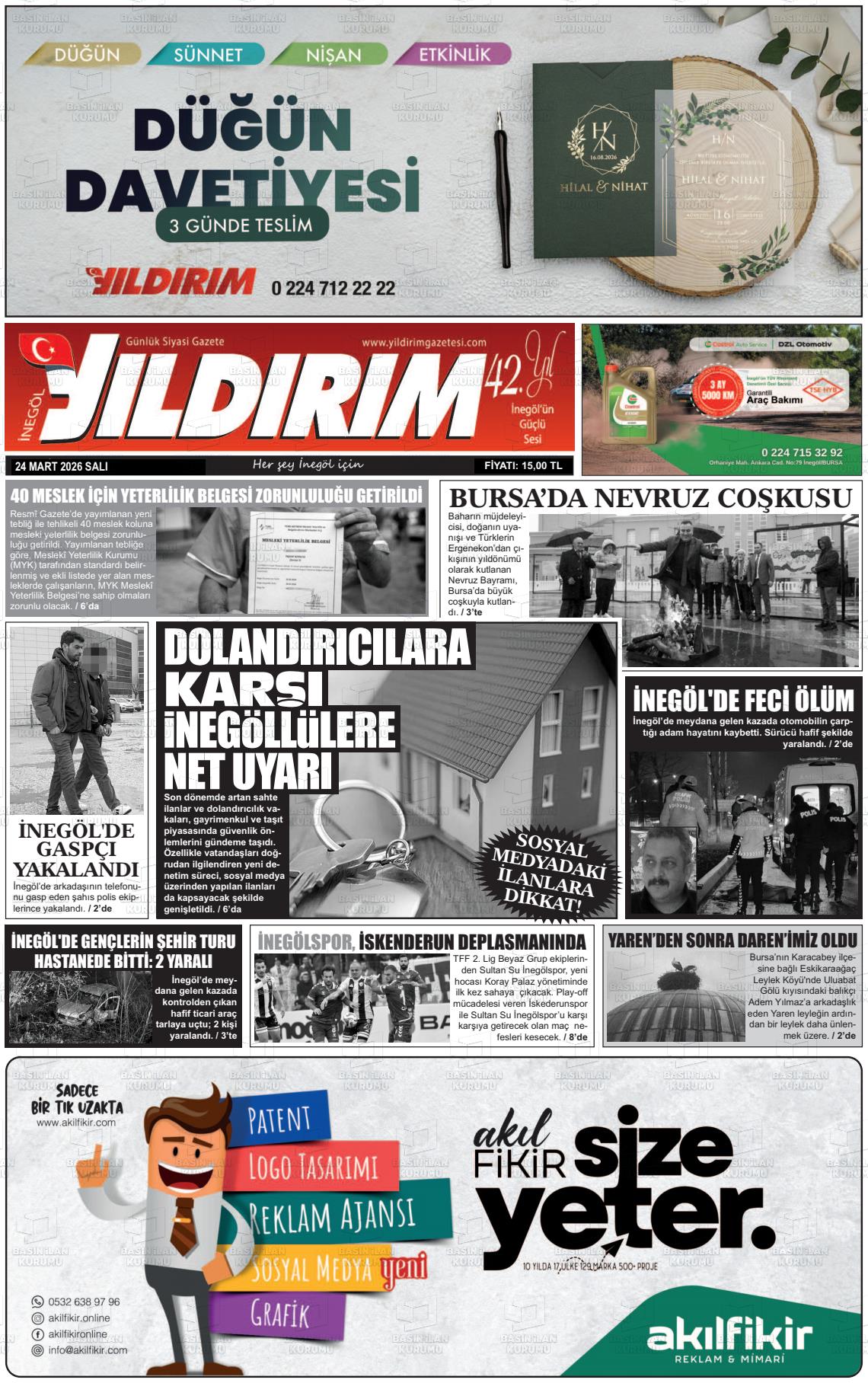 Bursa Inegolyildirim 24.03.2026