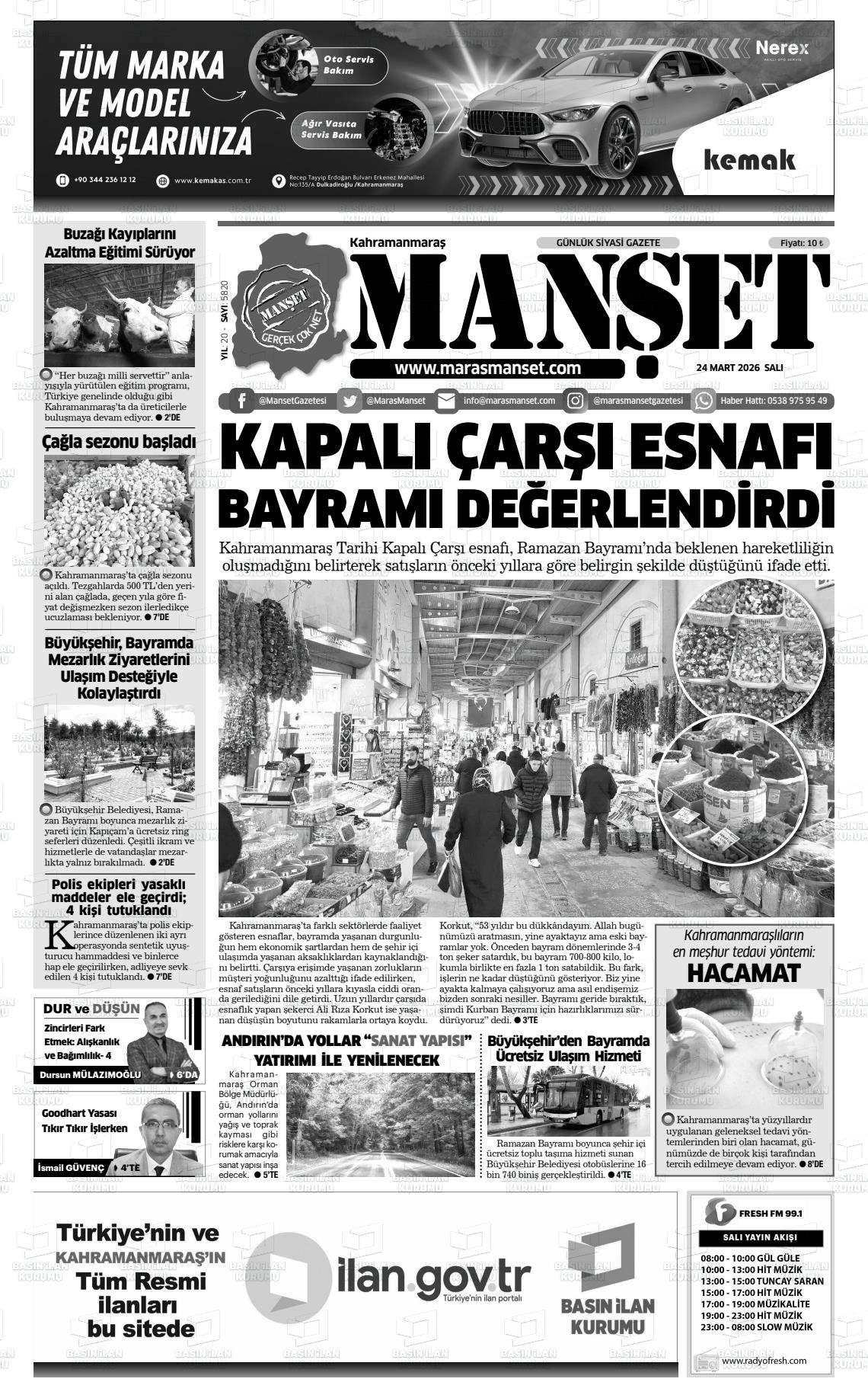 Kahramanmaras Manset 24.03.2026