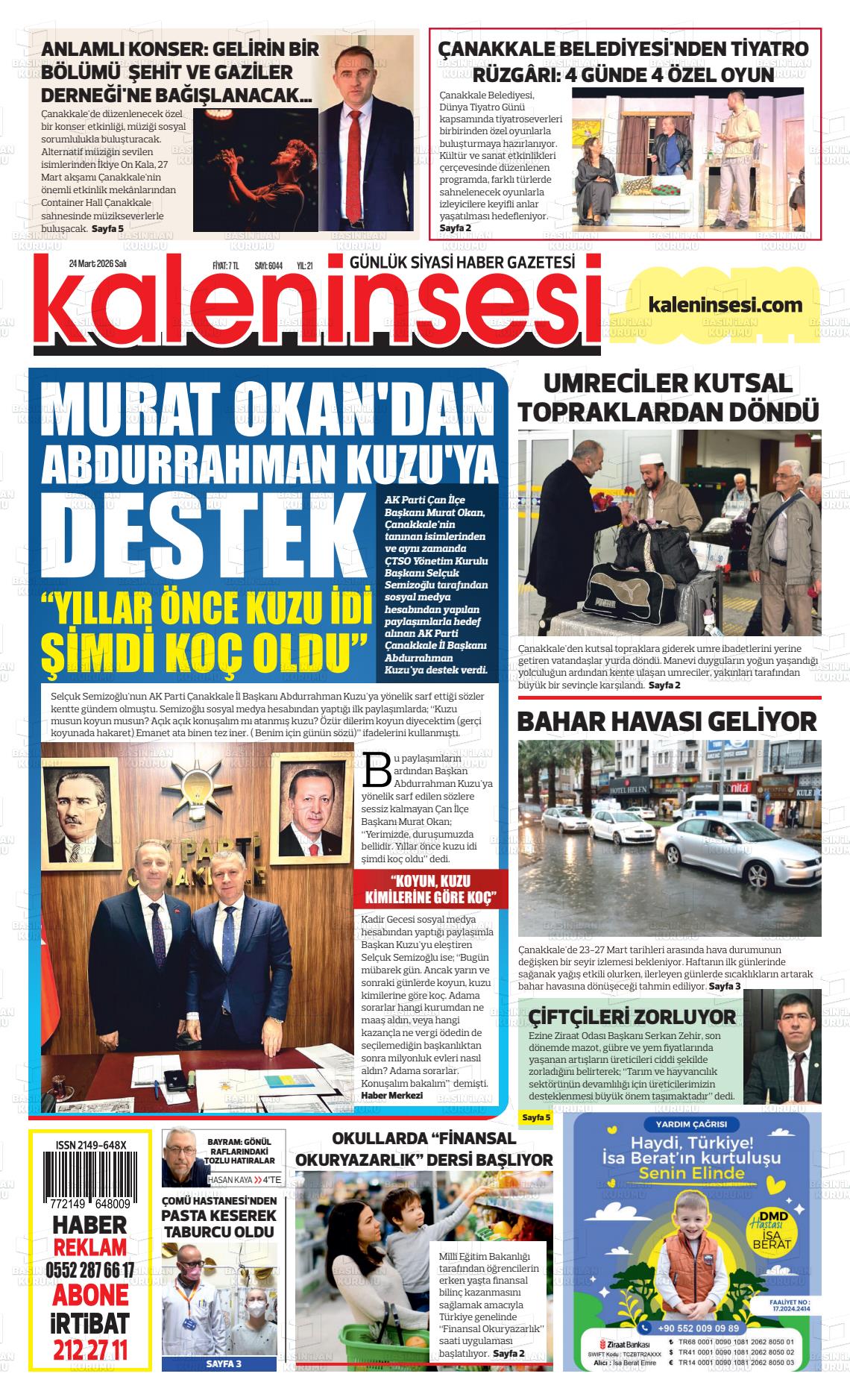 Canakkale Kaleninsesi 24.03.2026