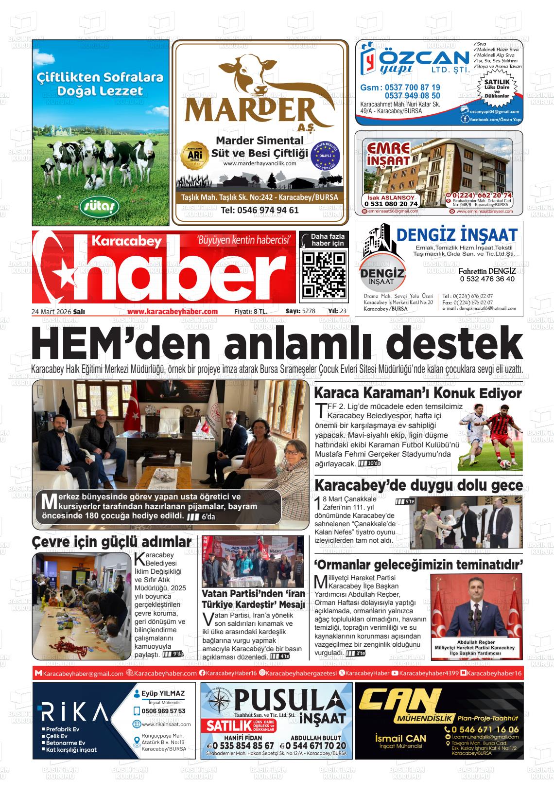 Bursa Karacabeyhaber 24.03.2026