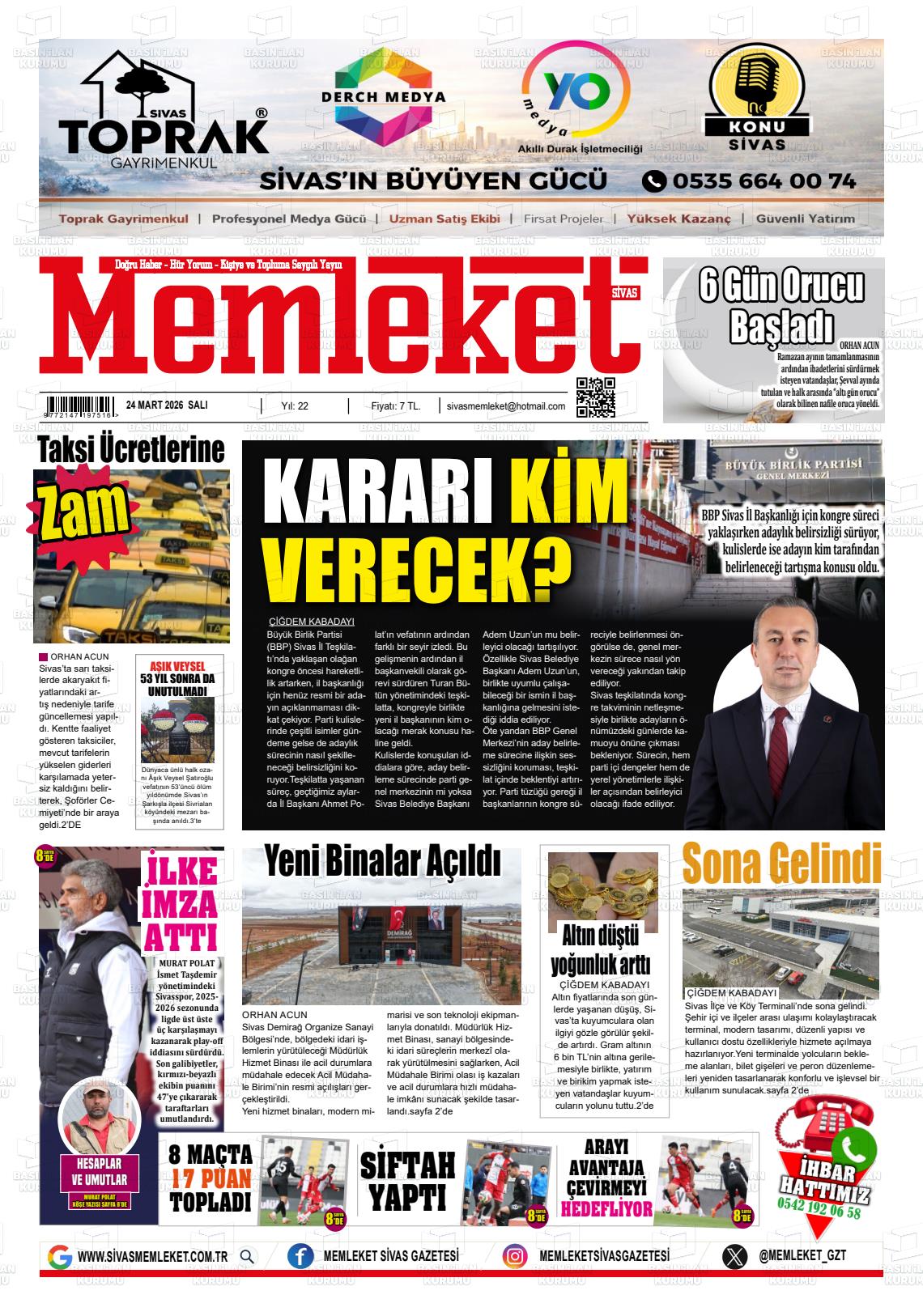 Sivas Memleket 24.03.2026