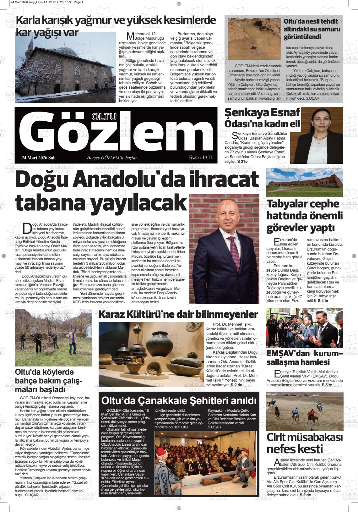 Erzurum Oltugozlem 24.03.2026