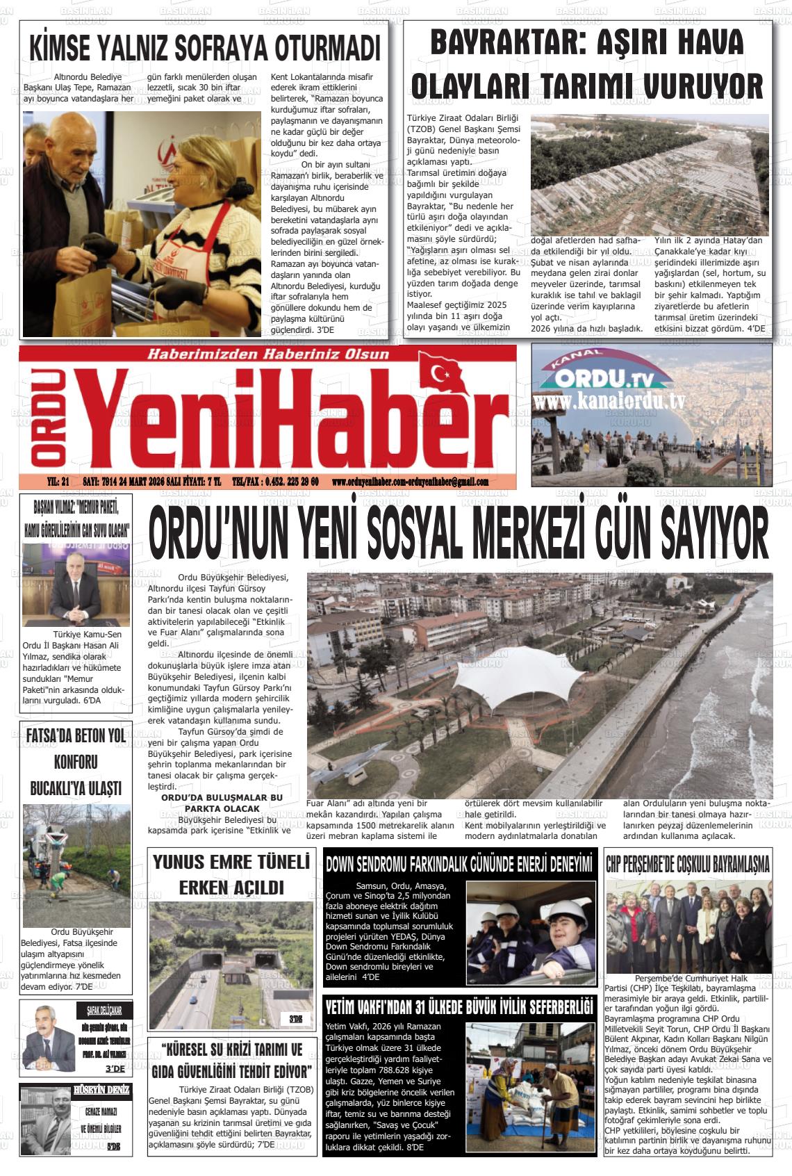 Ordu Yenihaber 24.03.2026