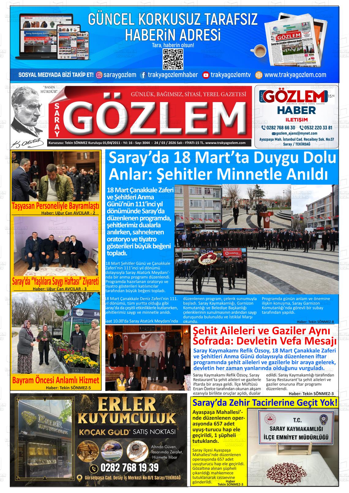 Tekirdag Saraygozlem 24.03.2026