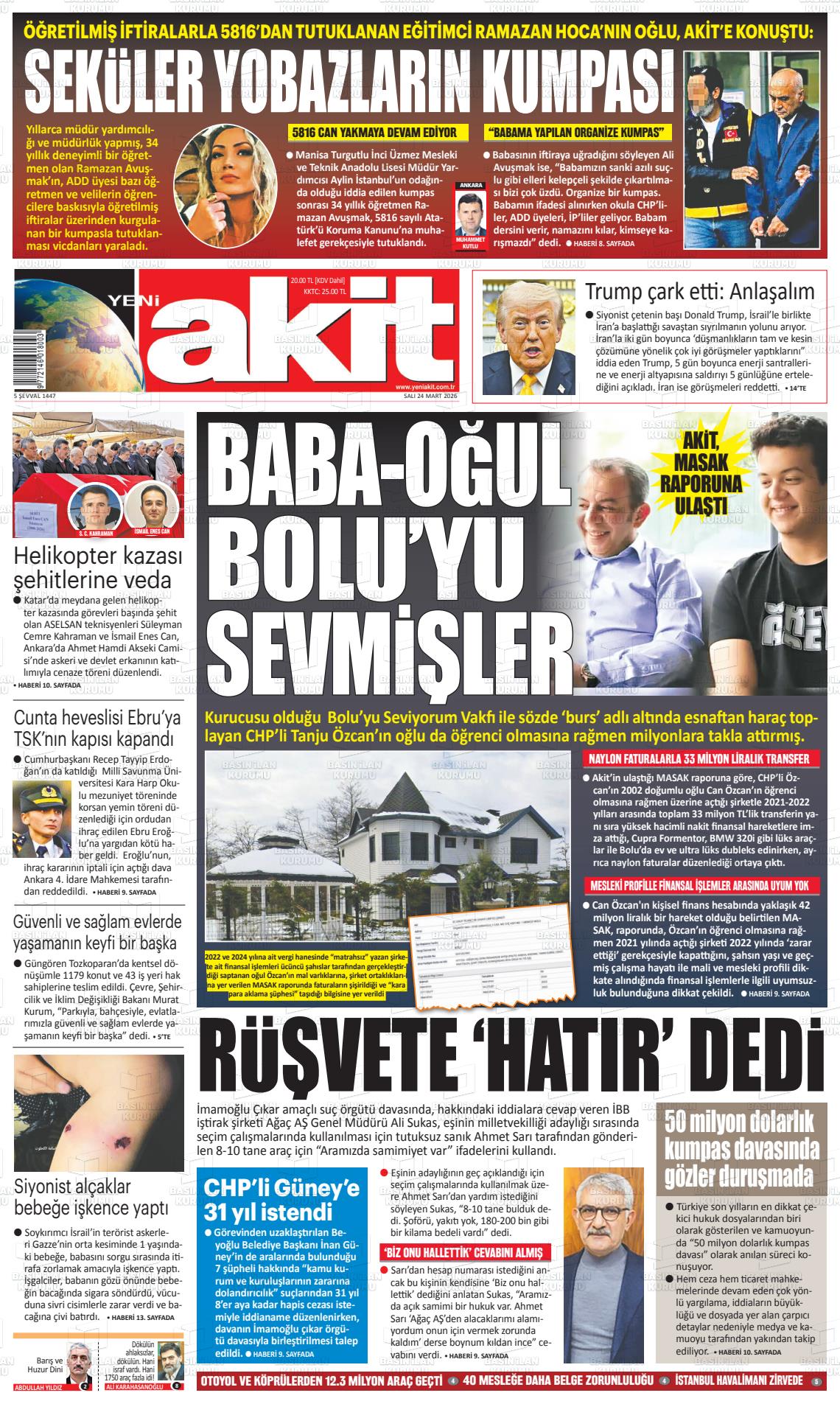 Yeni Akit Gazetesi 24.03.2026