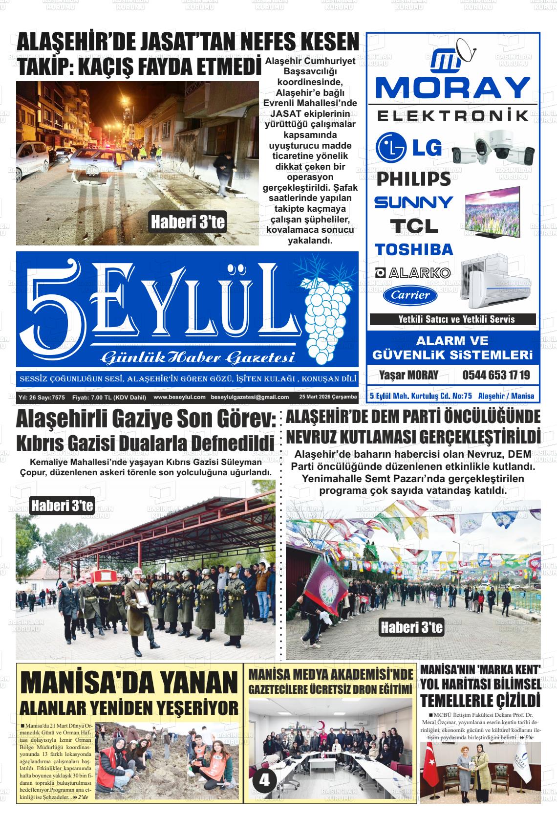 Manisa Alasehir 5 Eylul 25.03.2026