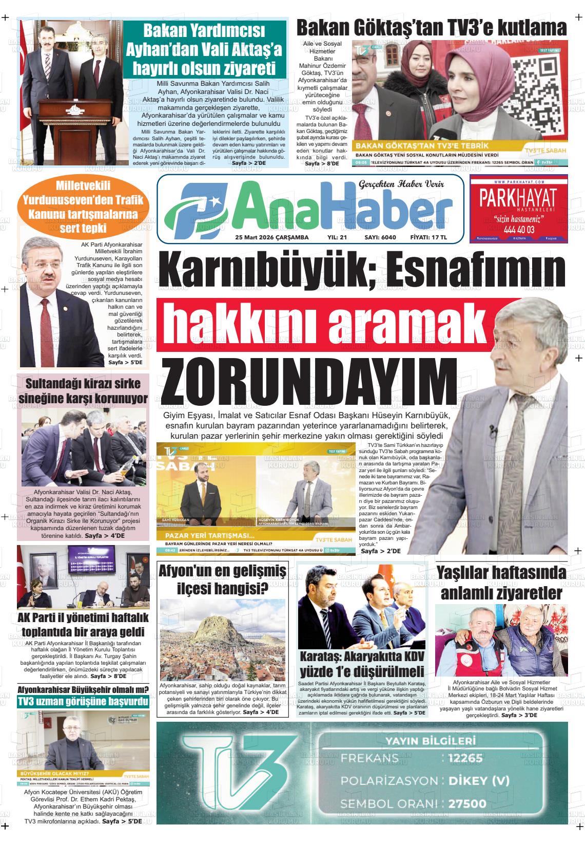Afyonkarahisar Anahaber 25.03.2026