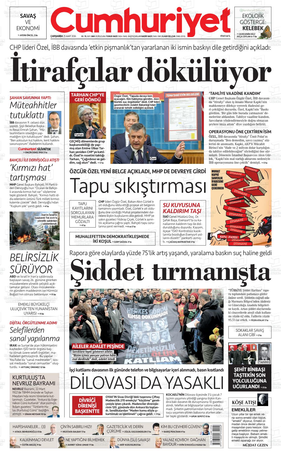 Cumhuriyet Gazetesi 25.03.2026