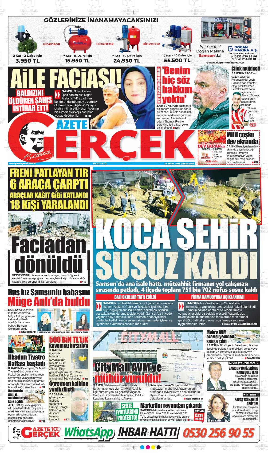 Samsun Gazetegercek 25.03.2026