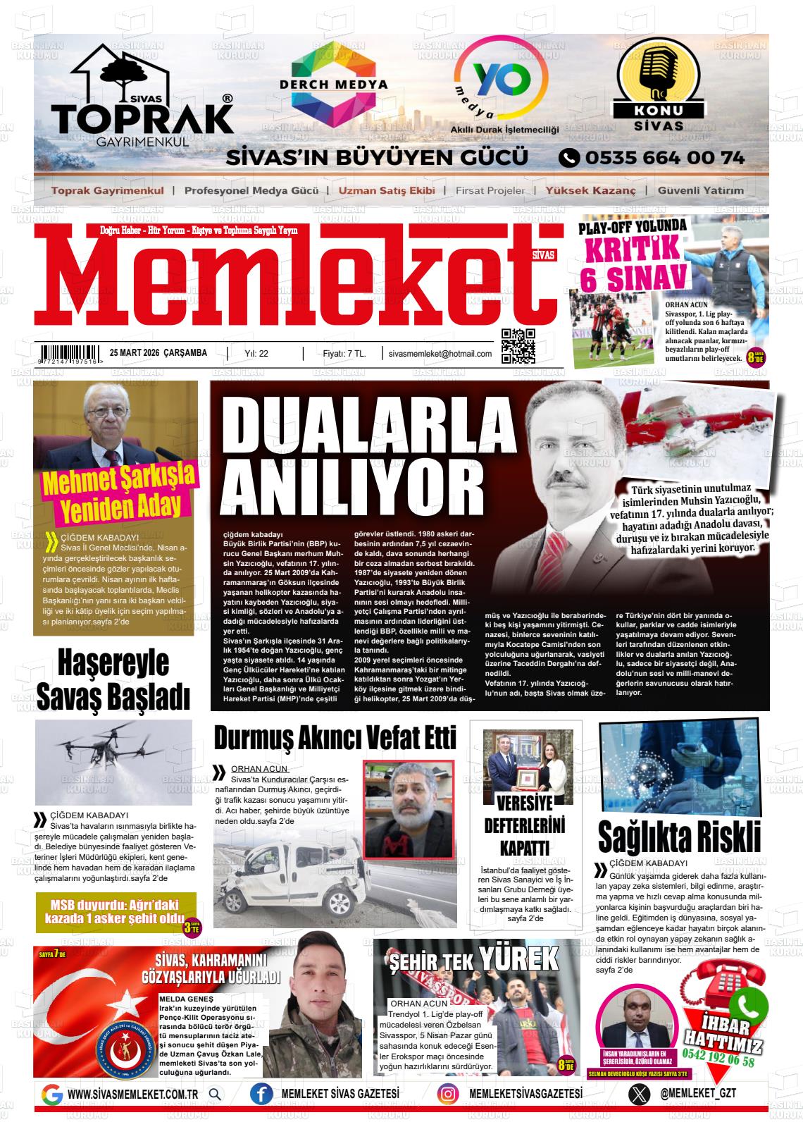 Sivas Memleket 25.03.2026