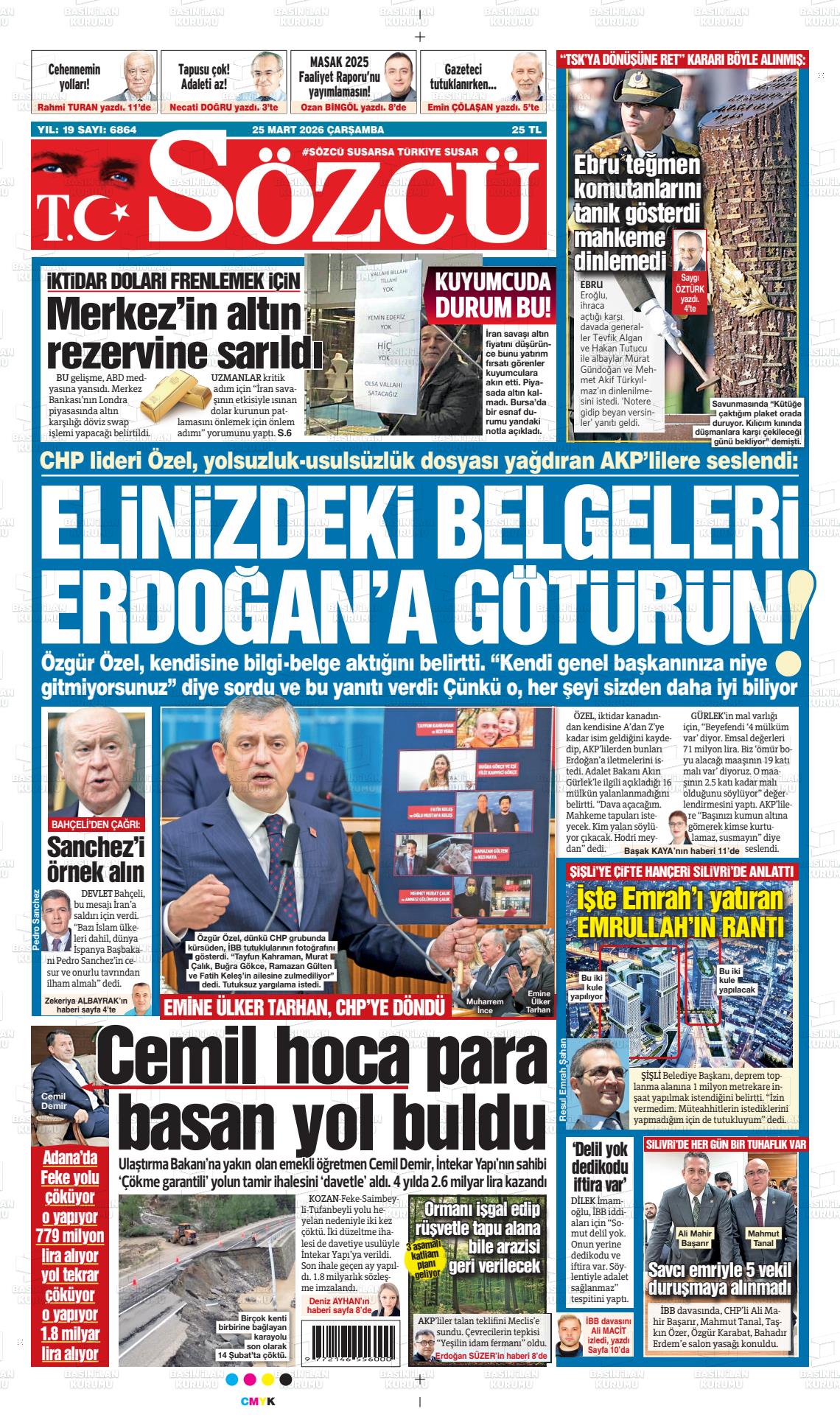 Sözcü Gazetesi 25.03.2026