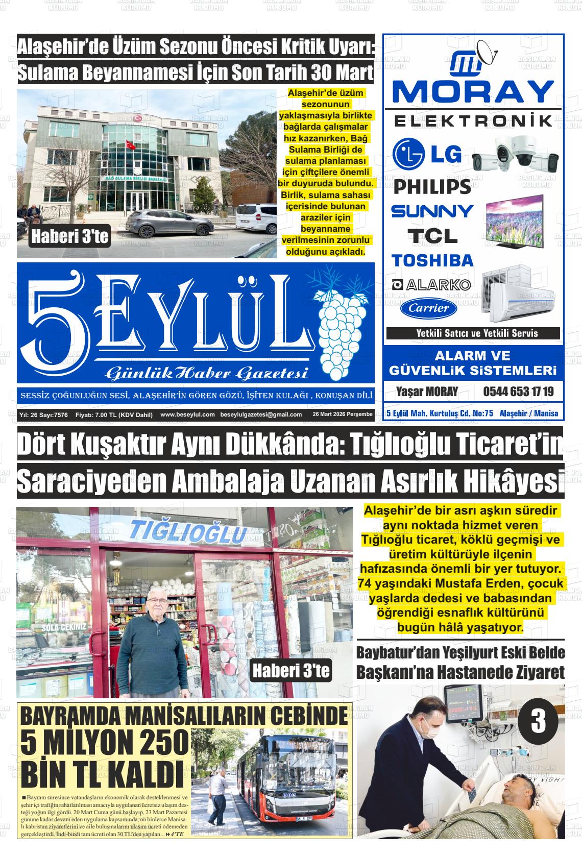 Manisa Alasehir 5 Eylul 26.03.2026