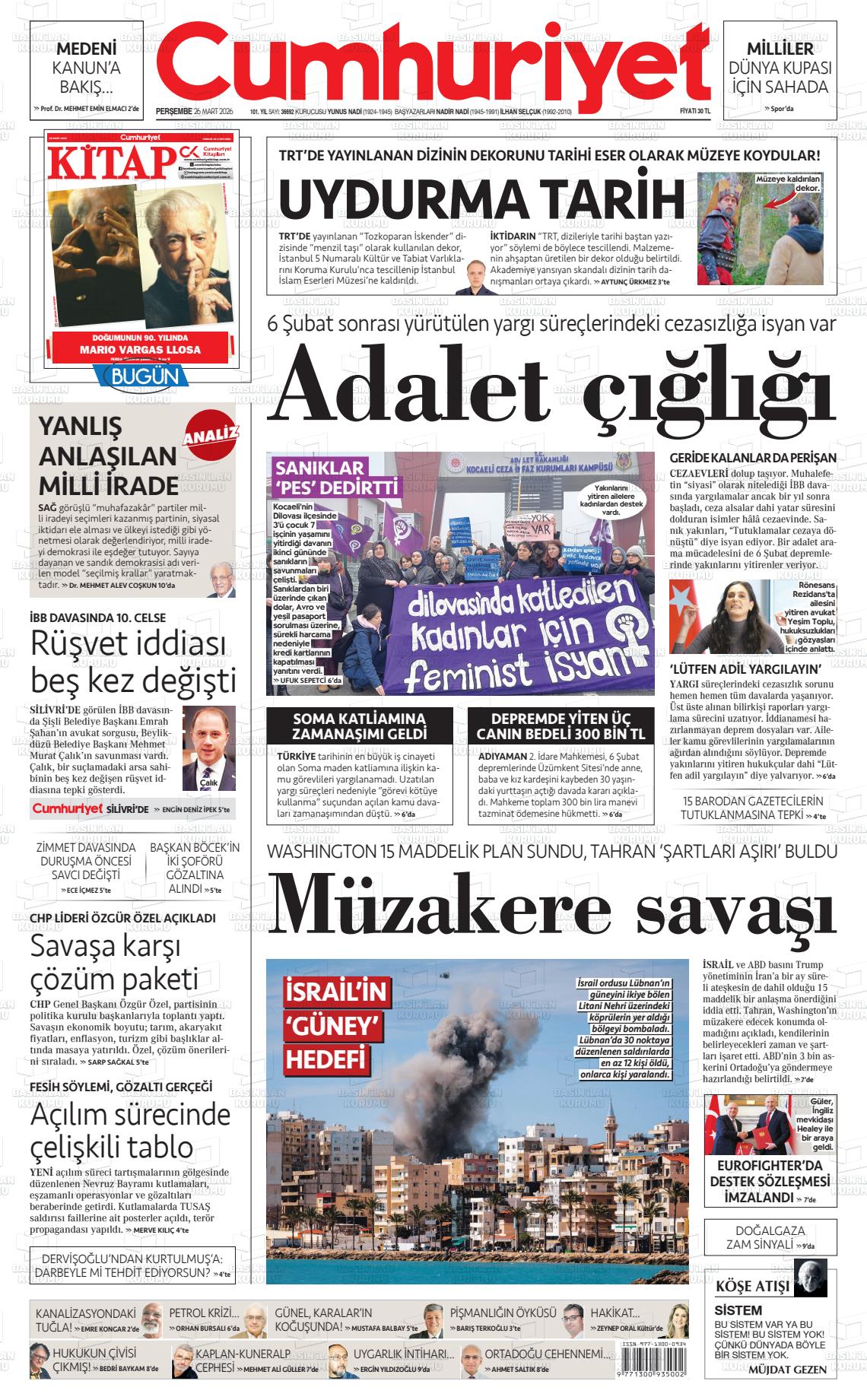 Cumhuriyet Gazetesi 26.03.2026