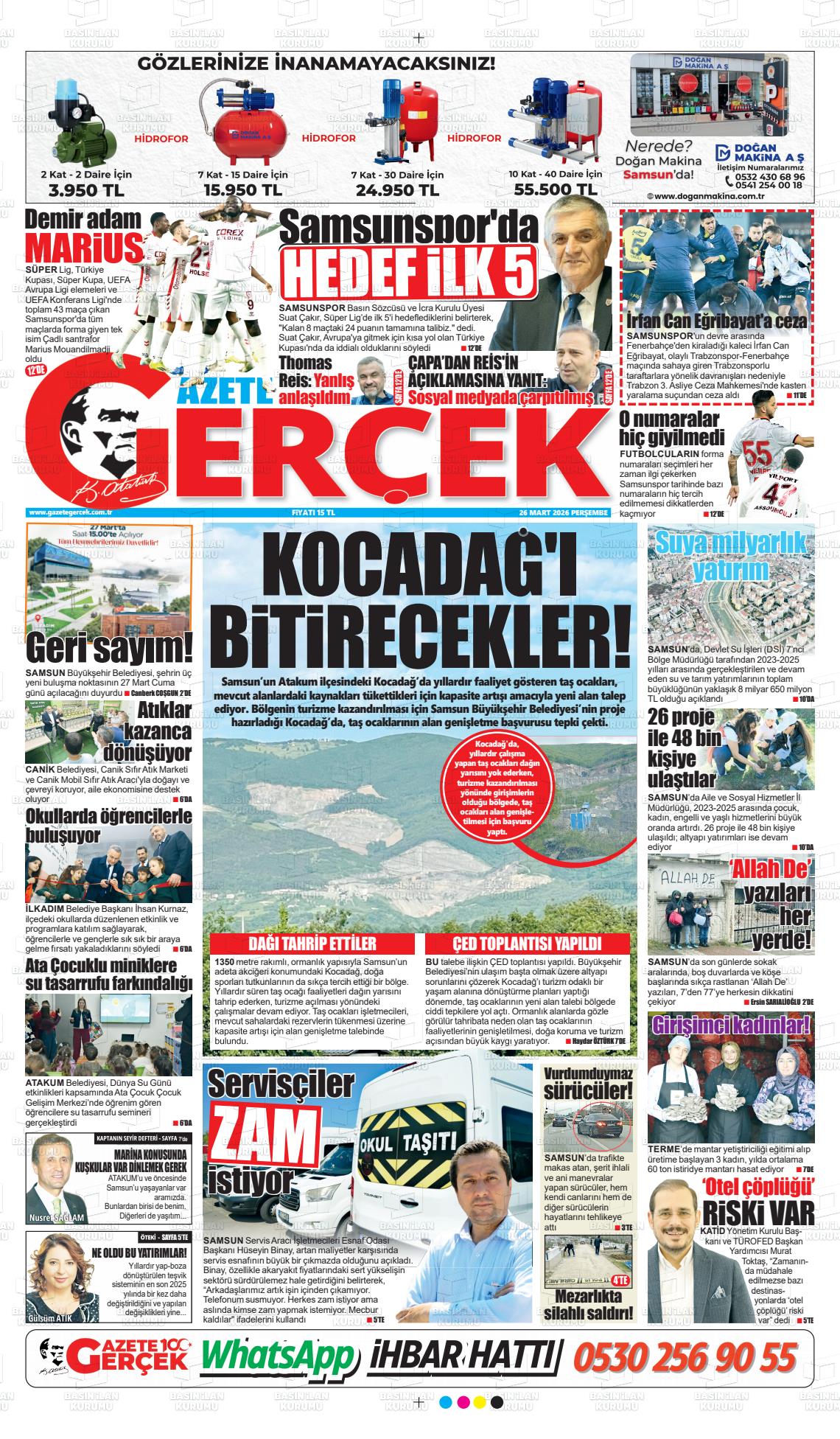 Samsun Gazetegercek 26.03.2026