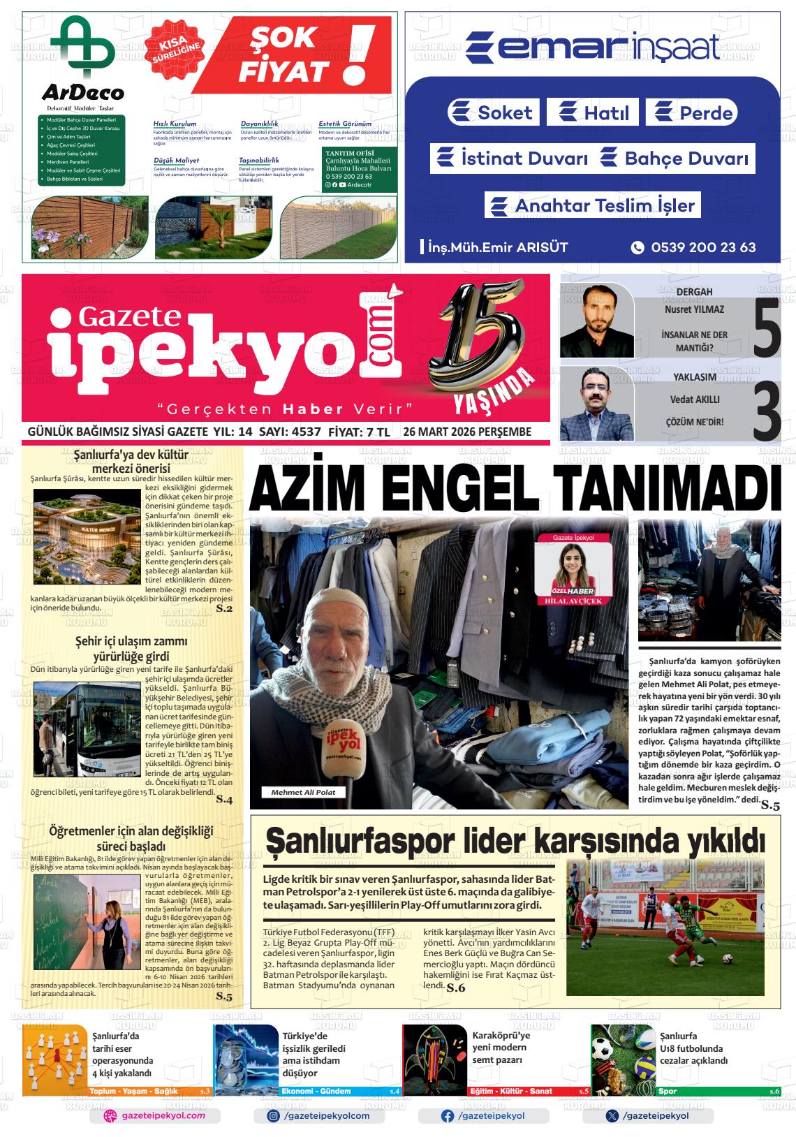 Sanliurfa Gazeteipekyol 26.03.2026