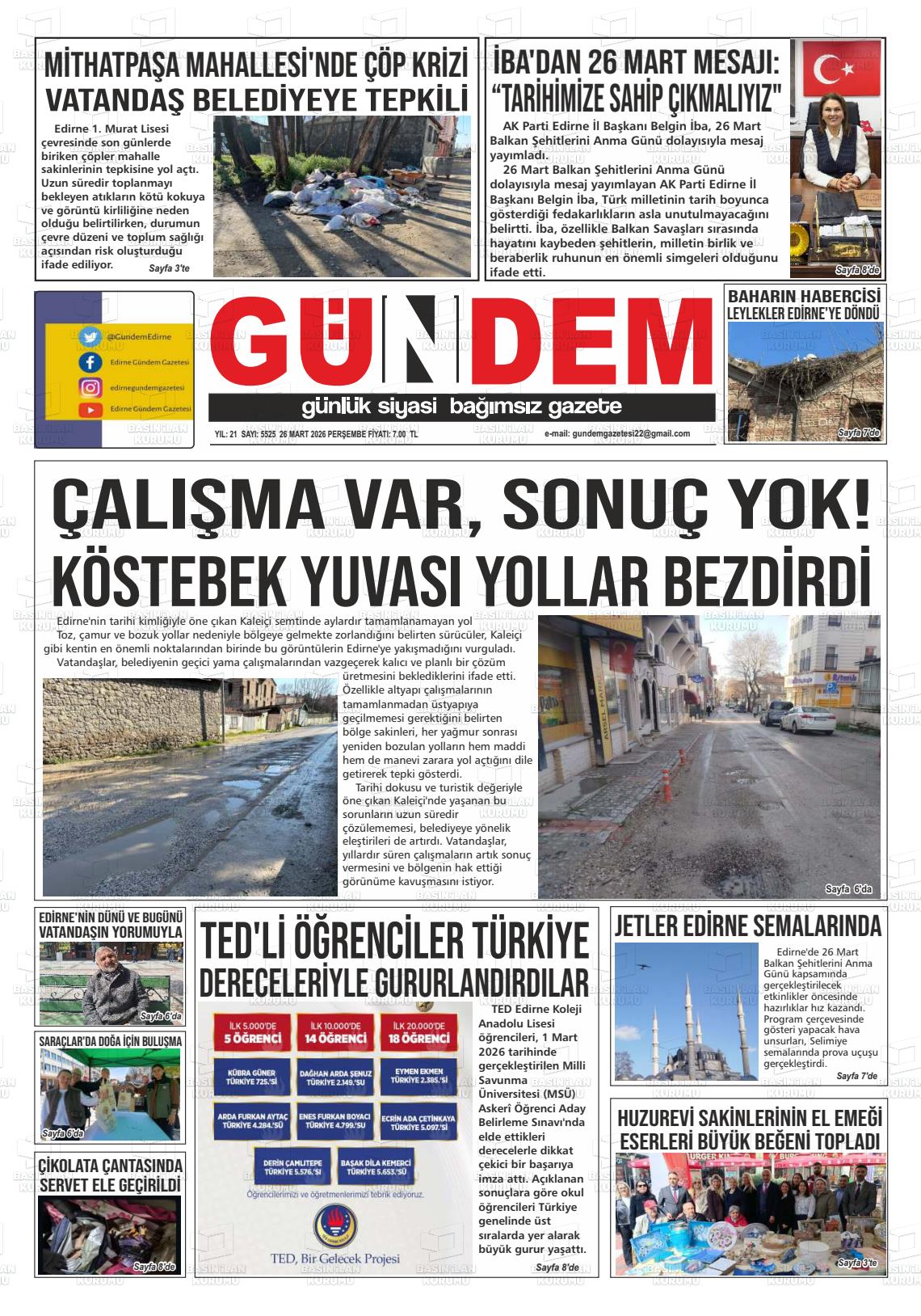 Edirne Gundem 26.03.2026
