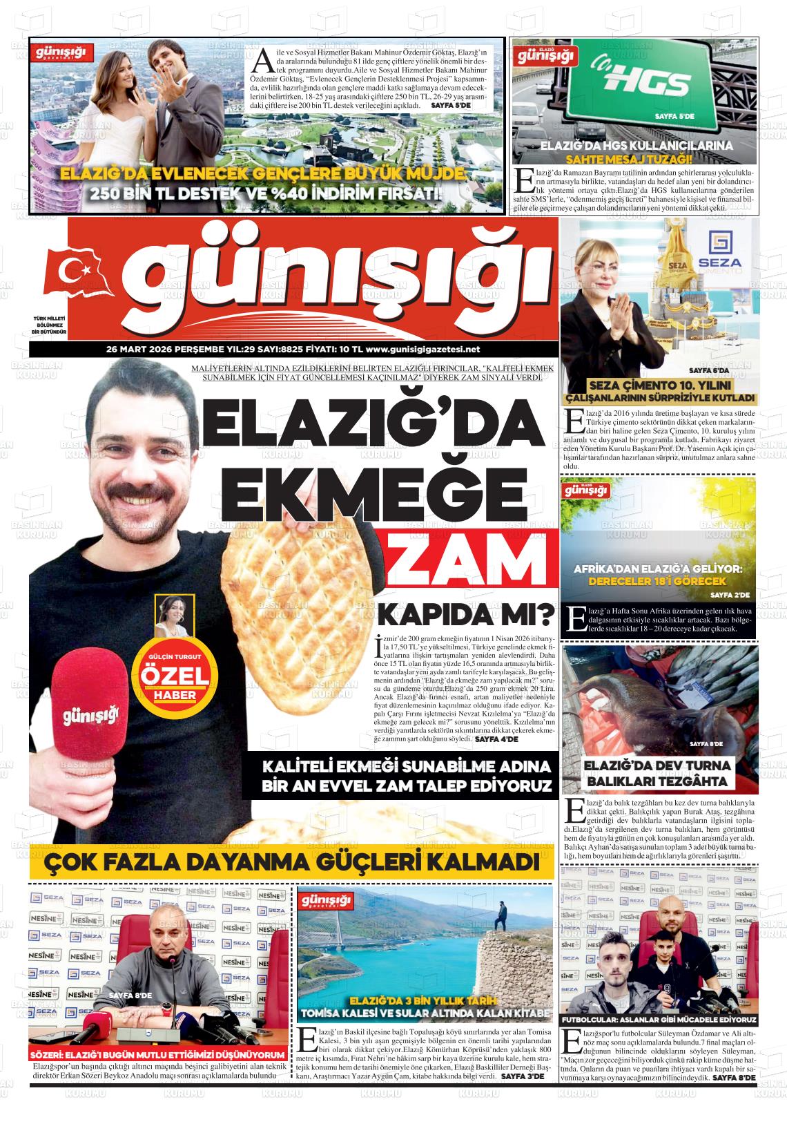 Elazig Gunisigi 26.03.2026