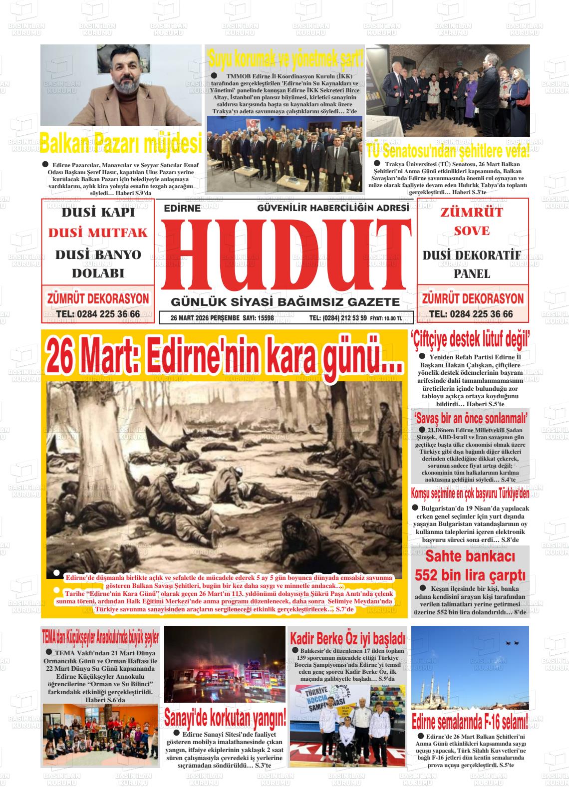 Edirne Hudut 26.03.2026
