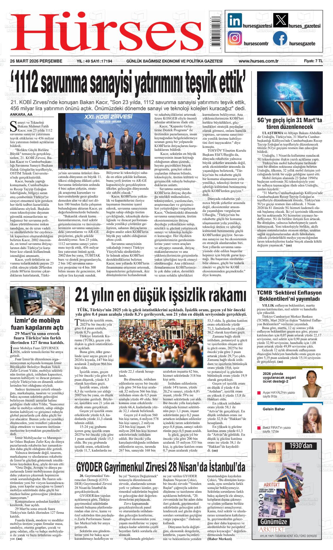 Hürses Gazetesi 26.03.2026