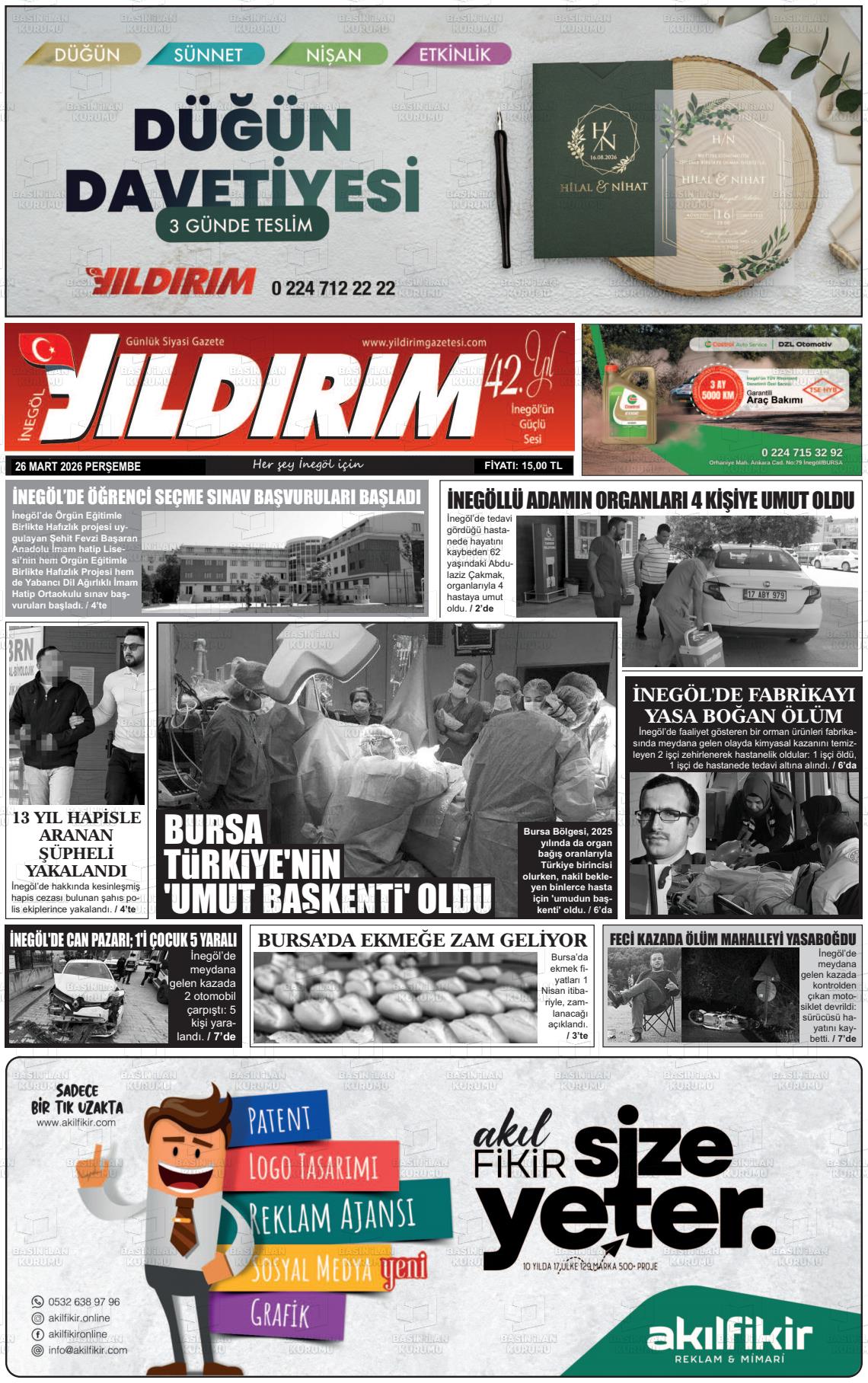 Bursa Inegolyildirim 26.03.2026
