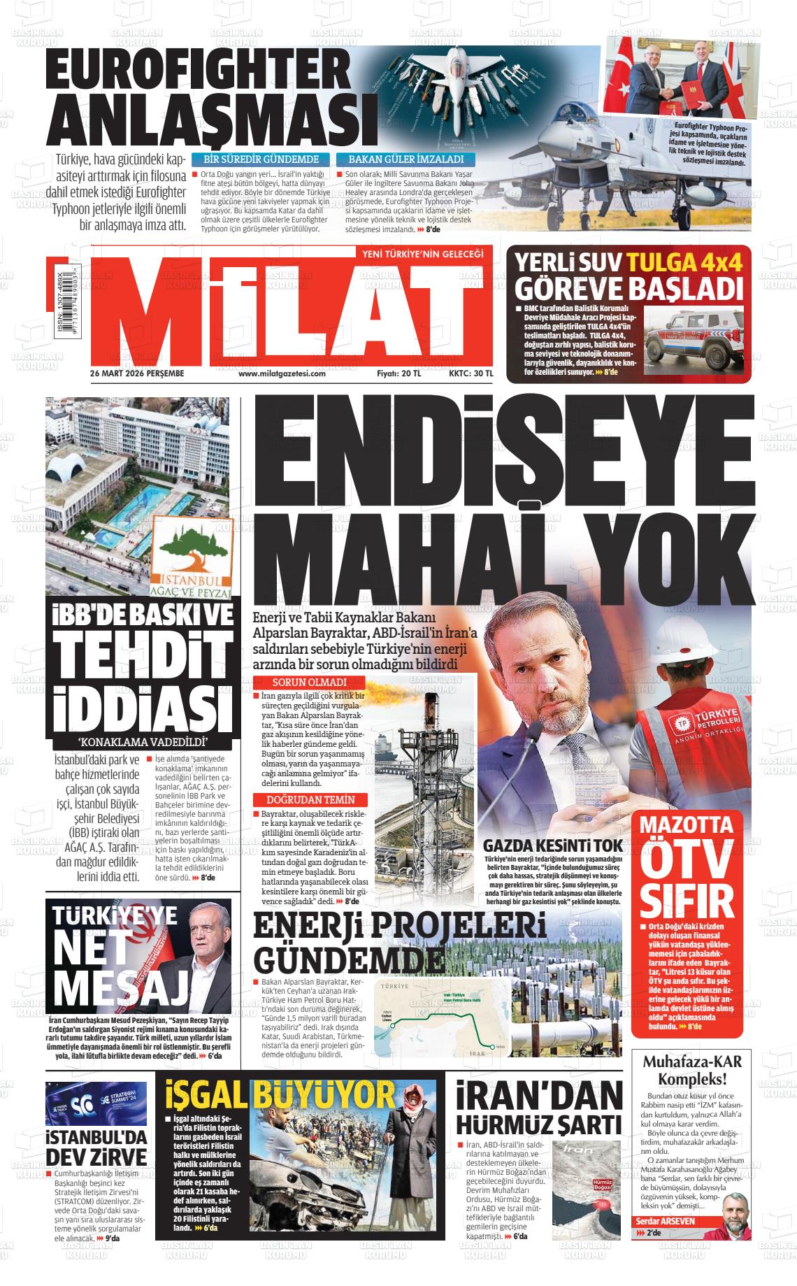 Milat Gazetesi 26.03.2026