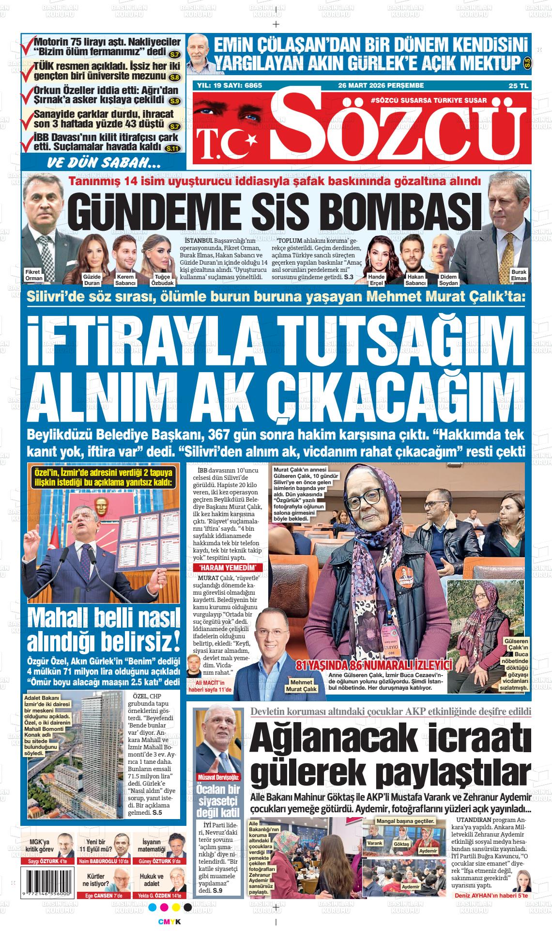 Sözcü Gazetesi 26.03.2026