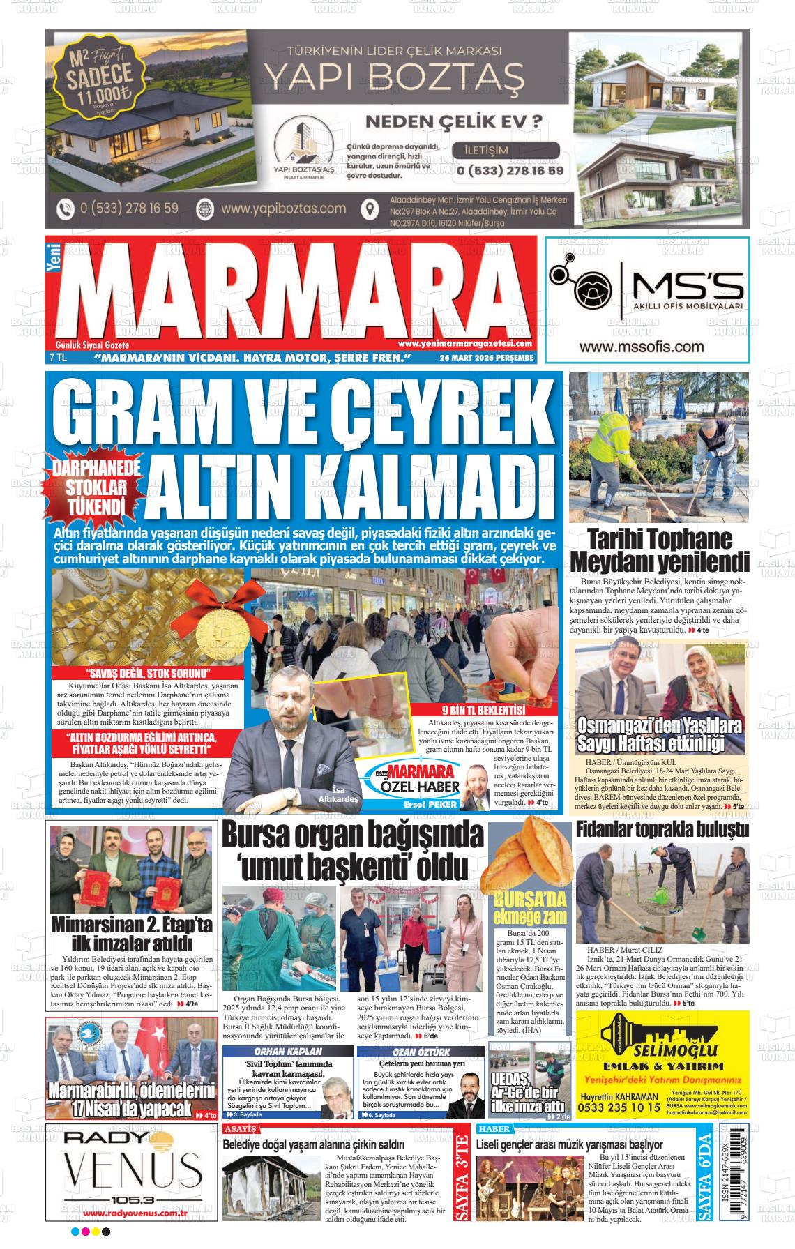 Bursa Yenimarmara 26.03.2026
