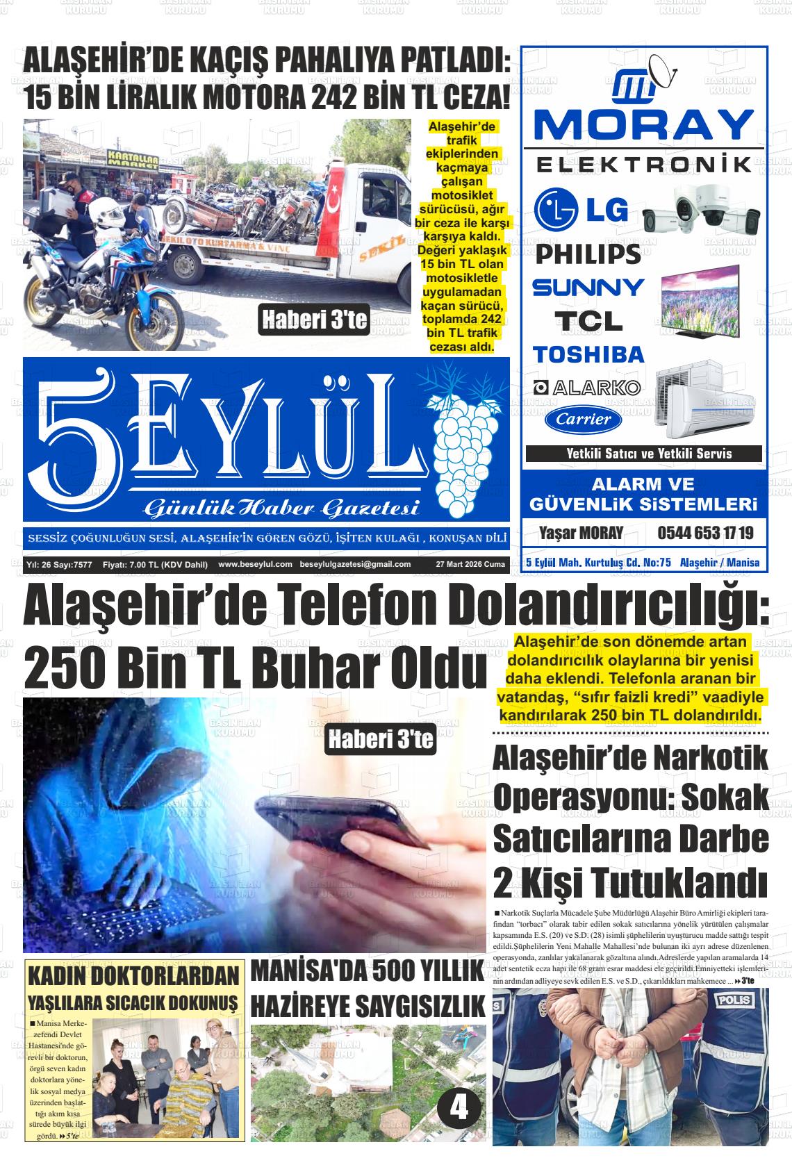 Manisa Alasehir 5 Eylul 27.03.2026