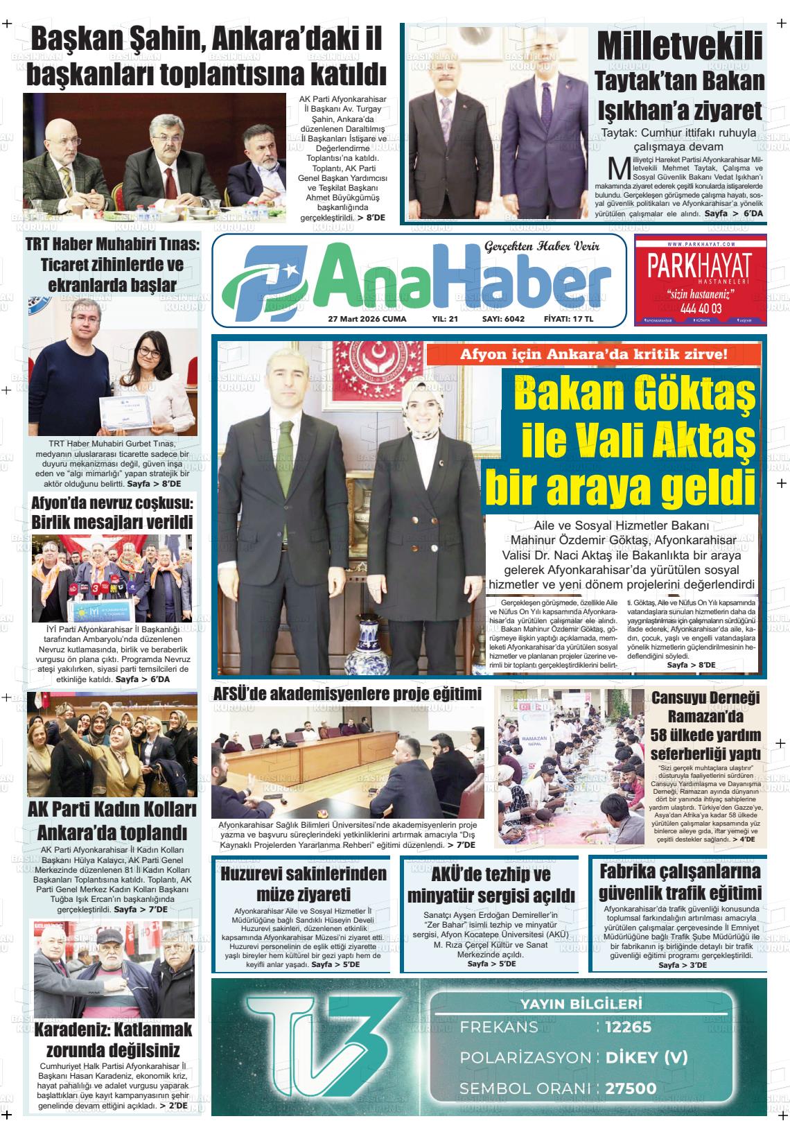 Afyonkarahisar Anahaber 27.03.2026