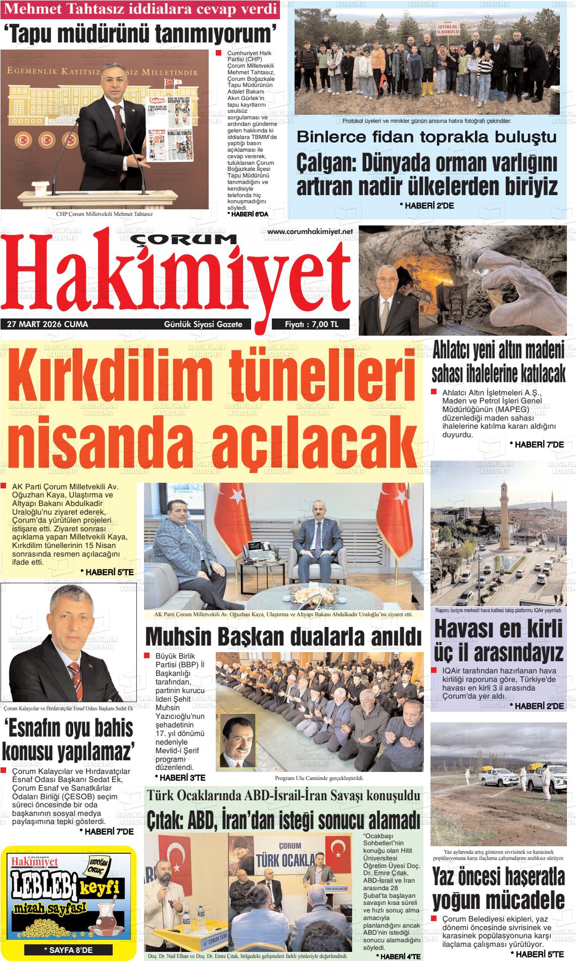 Corum Hakimiyet 27.03.2026