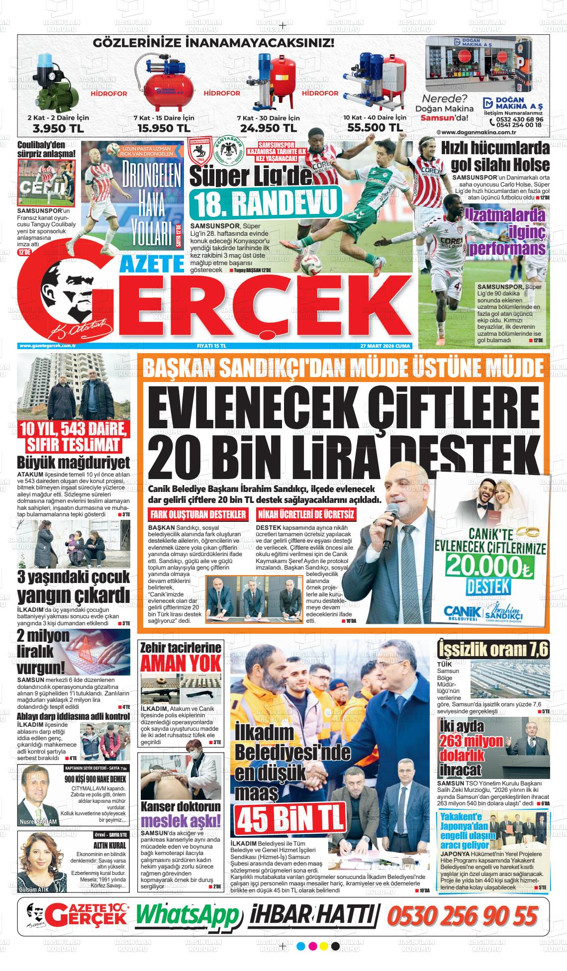 Samsun Gazetegercek 27.03.2026