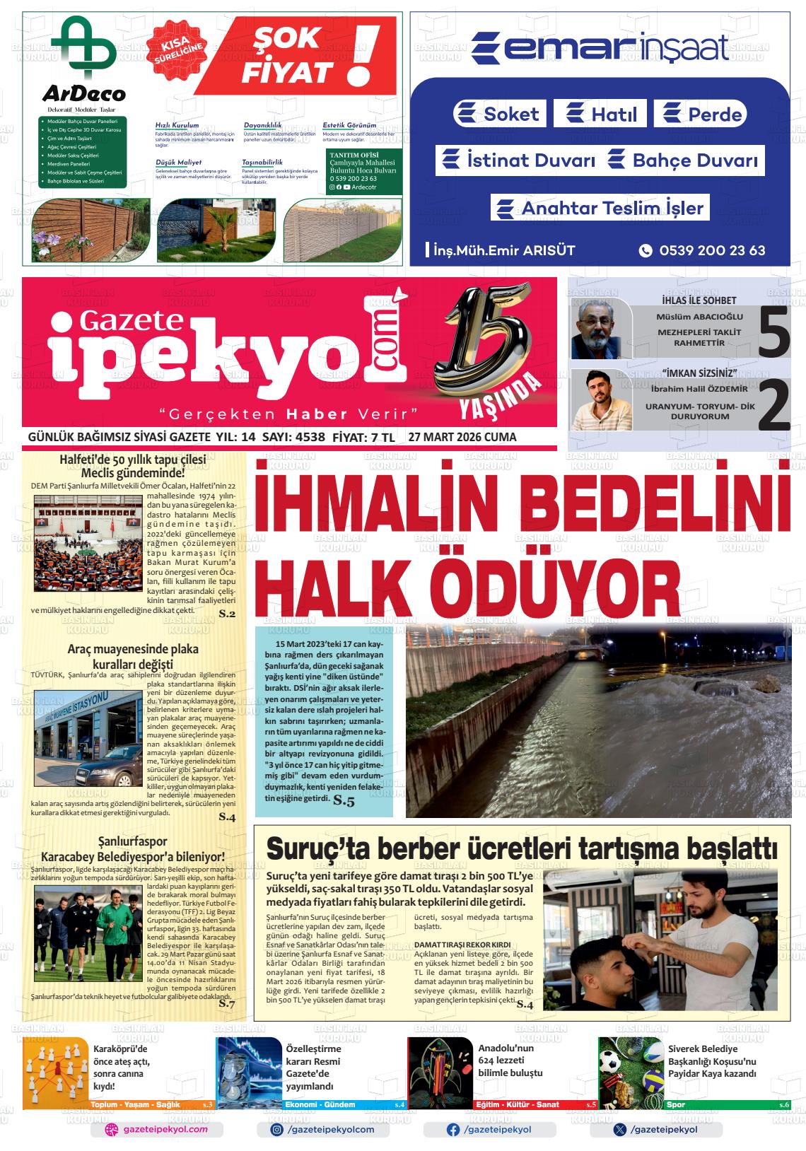 Sanliurfa Gazeteipekyol 27.03.2026