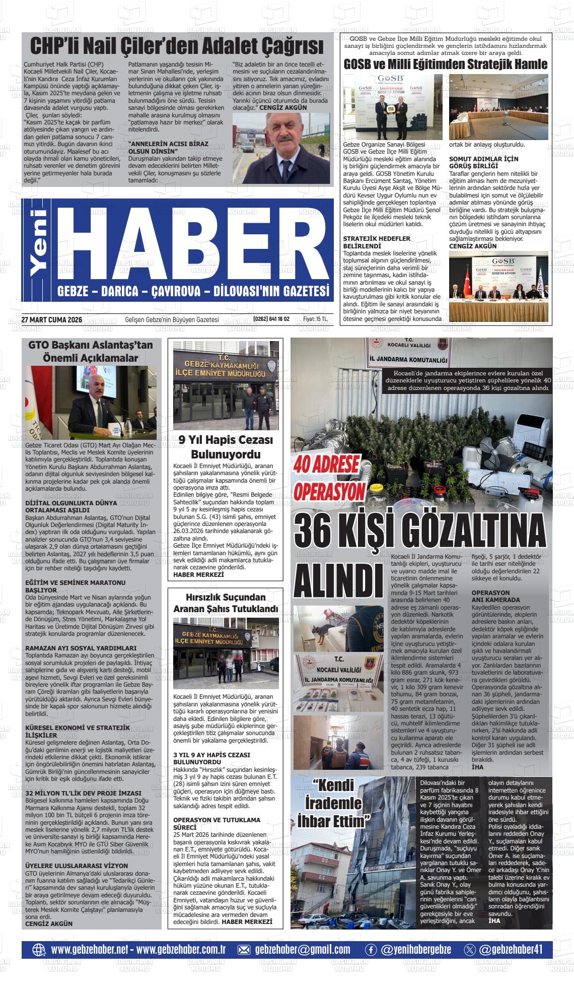 Kocaeli Gebzehaber 27.03.2026