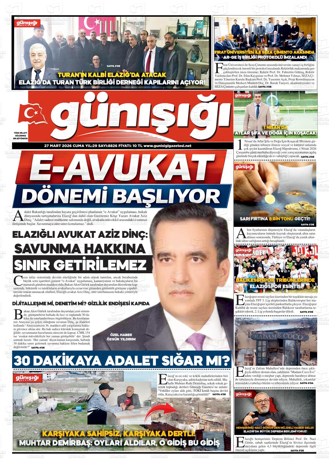 Elazig Gunisigi 27.03.2026