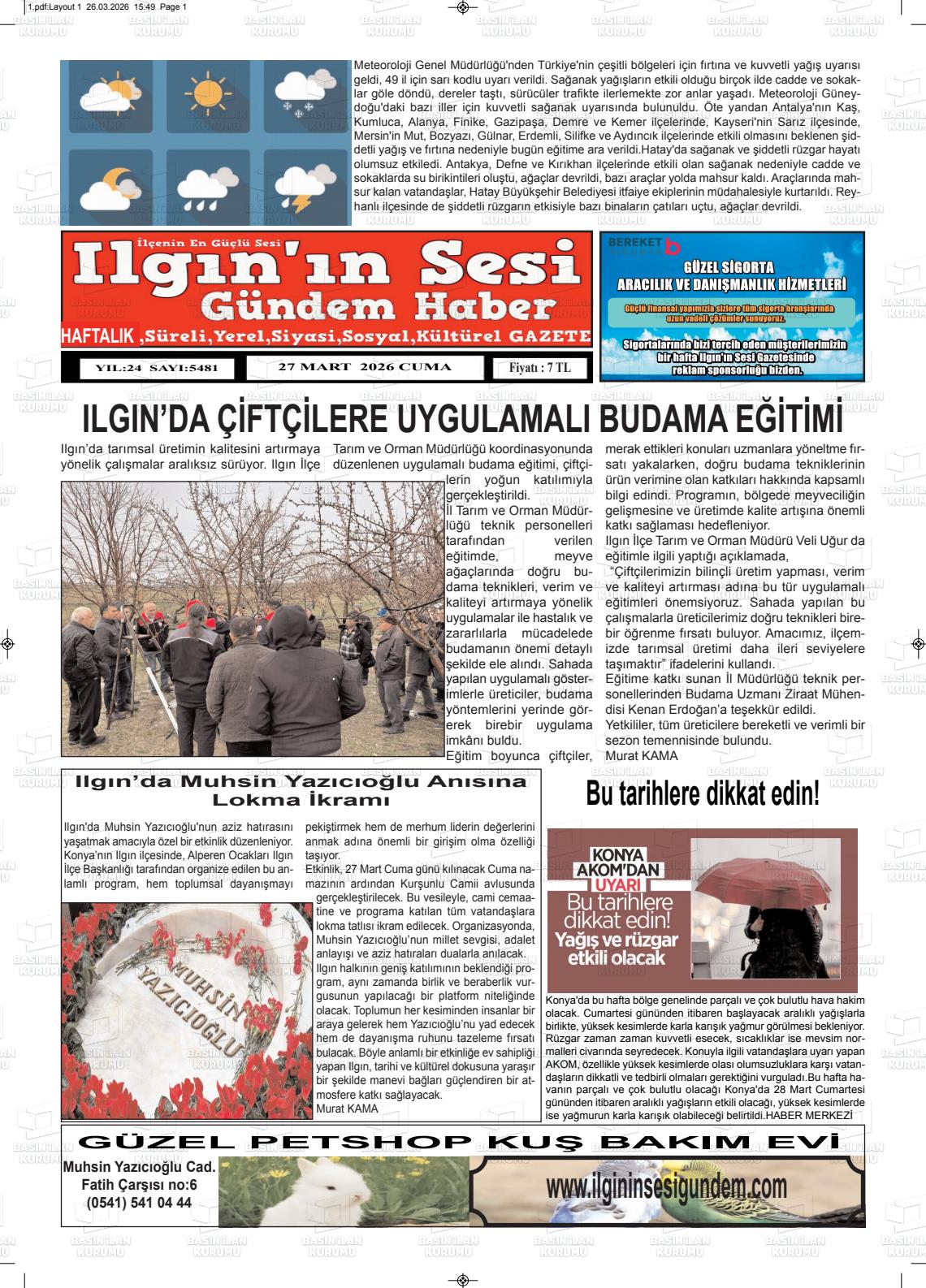 Konya Ilgininsesi 27.03.2026